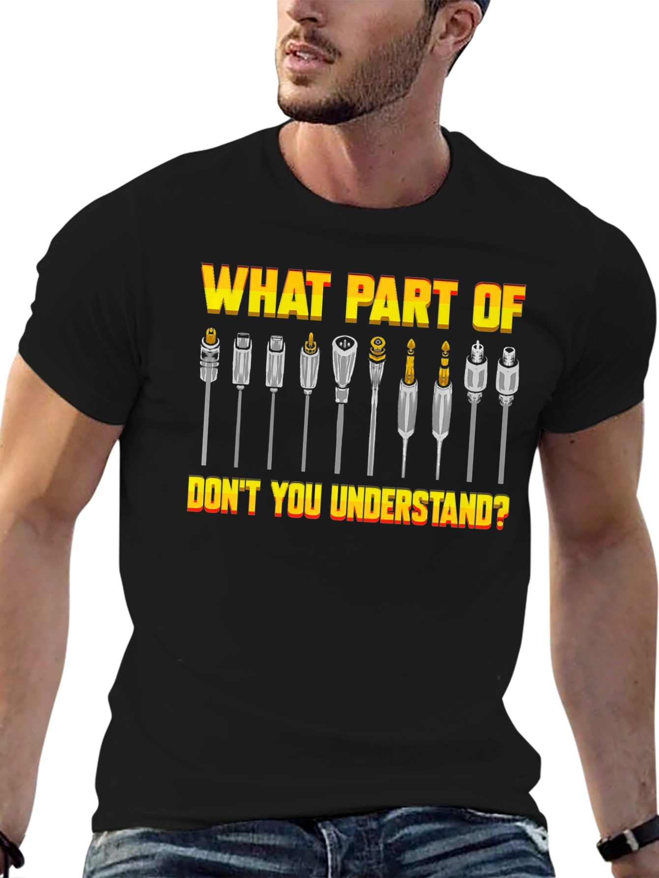 Black Audio Connector Humor T-Shirt - What Part Don't You Understand? view 6