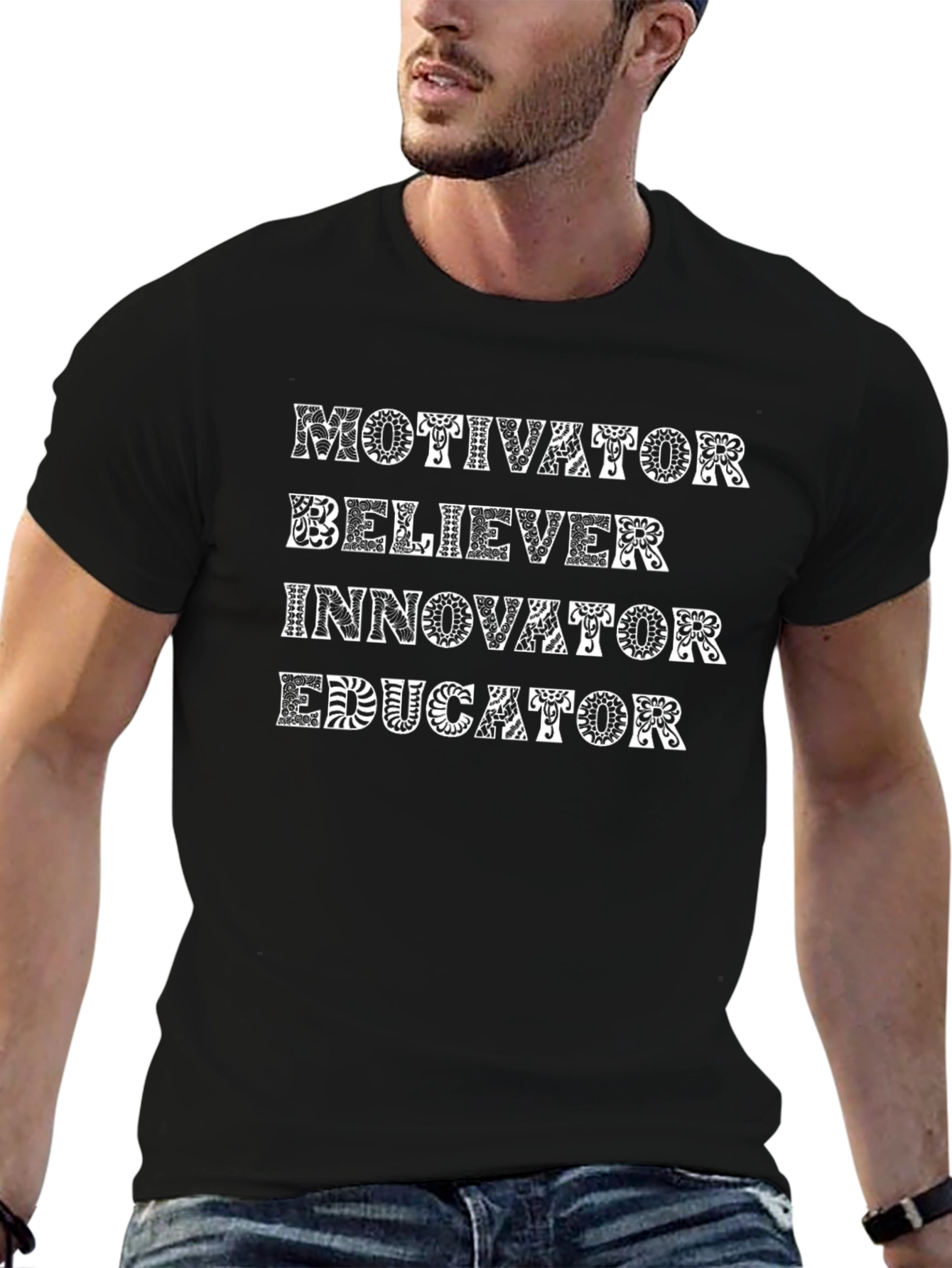 Black Motivator Educator Graphic T-Shirt view 6