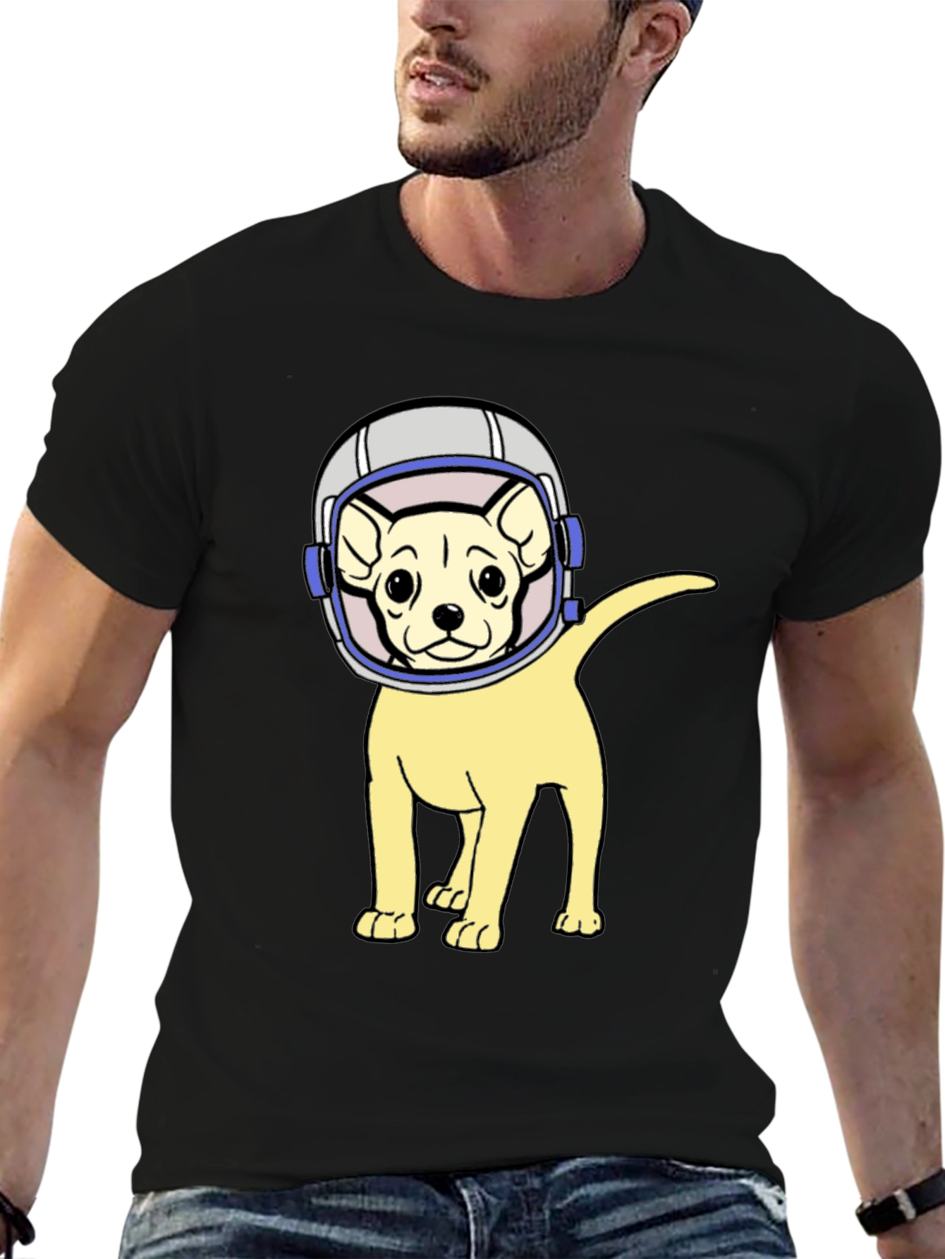 Black Astronaut Dog T-Shirt - Space Pup Tee view 6