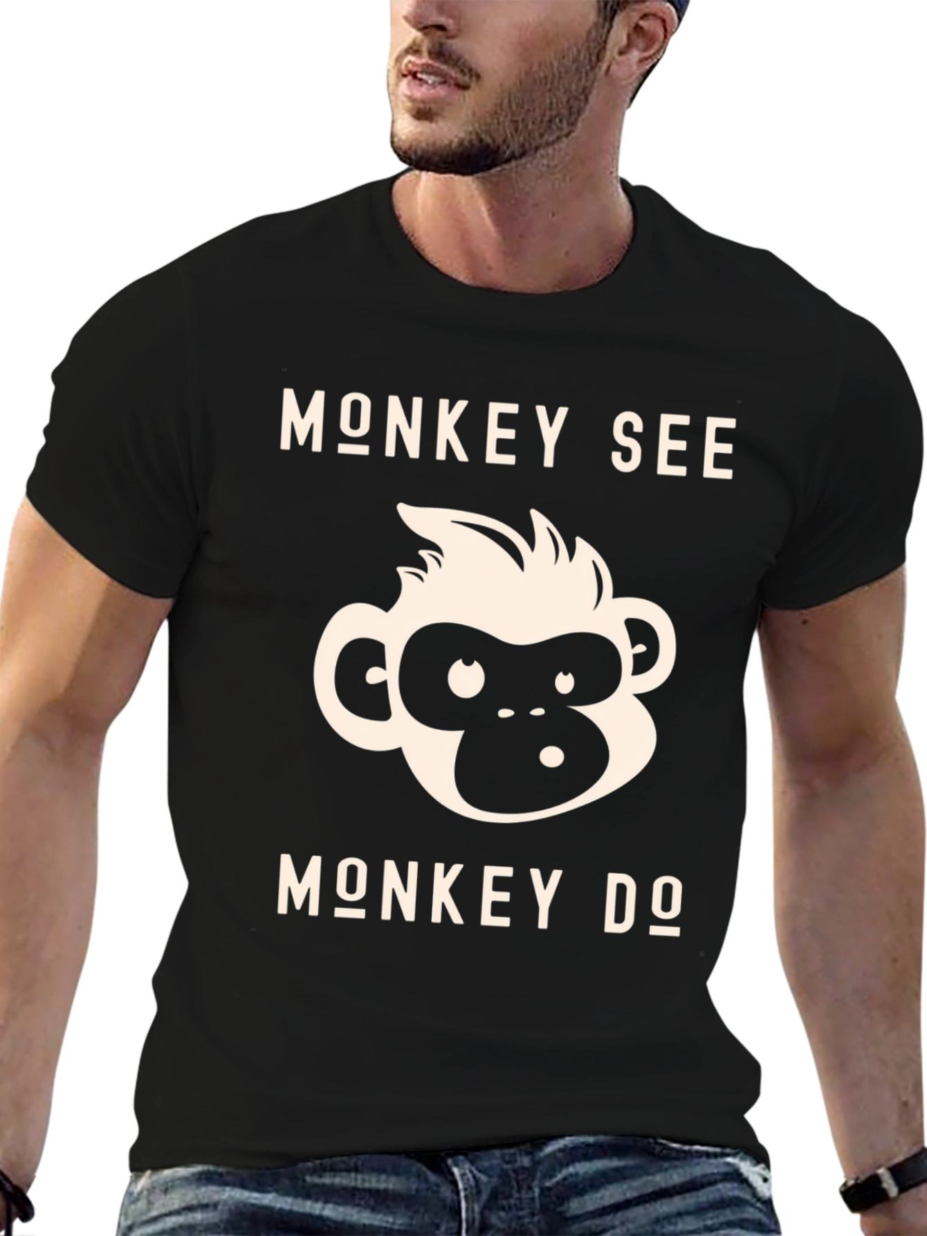 Black Monkey See Monkey Do Graphic Tee view 6