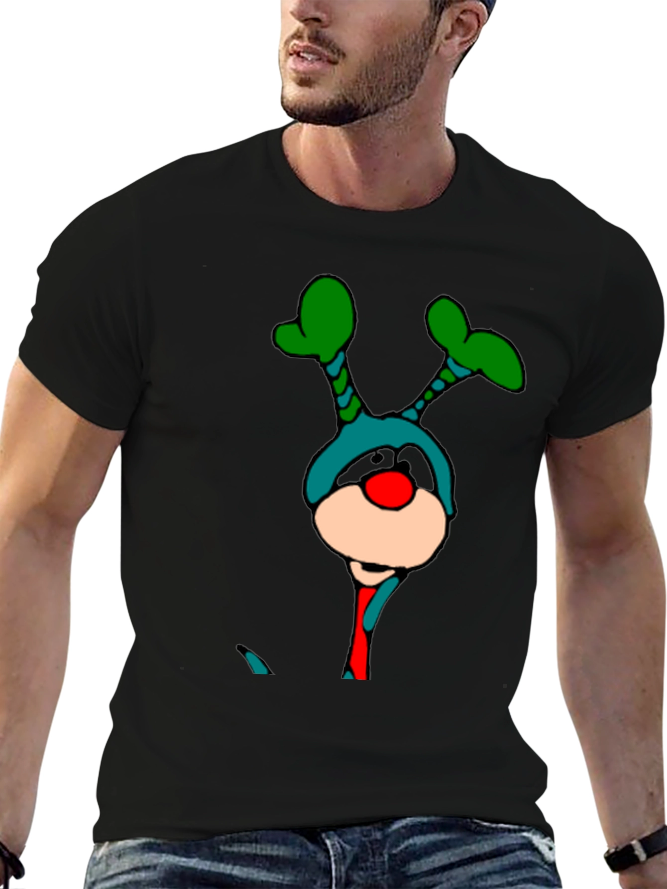 Black Novelty Holiday Cartoon Character Black T-Shirt view 6