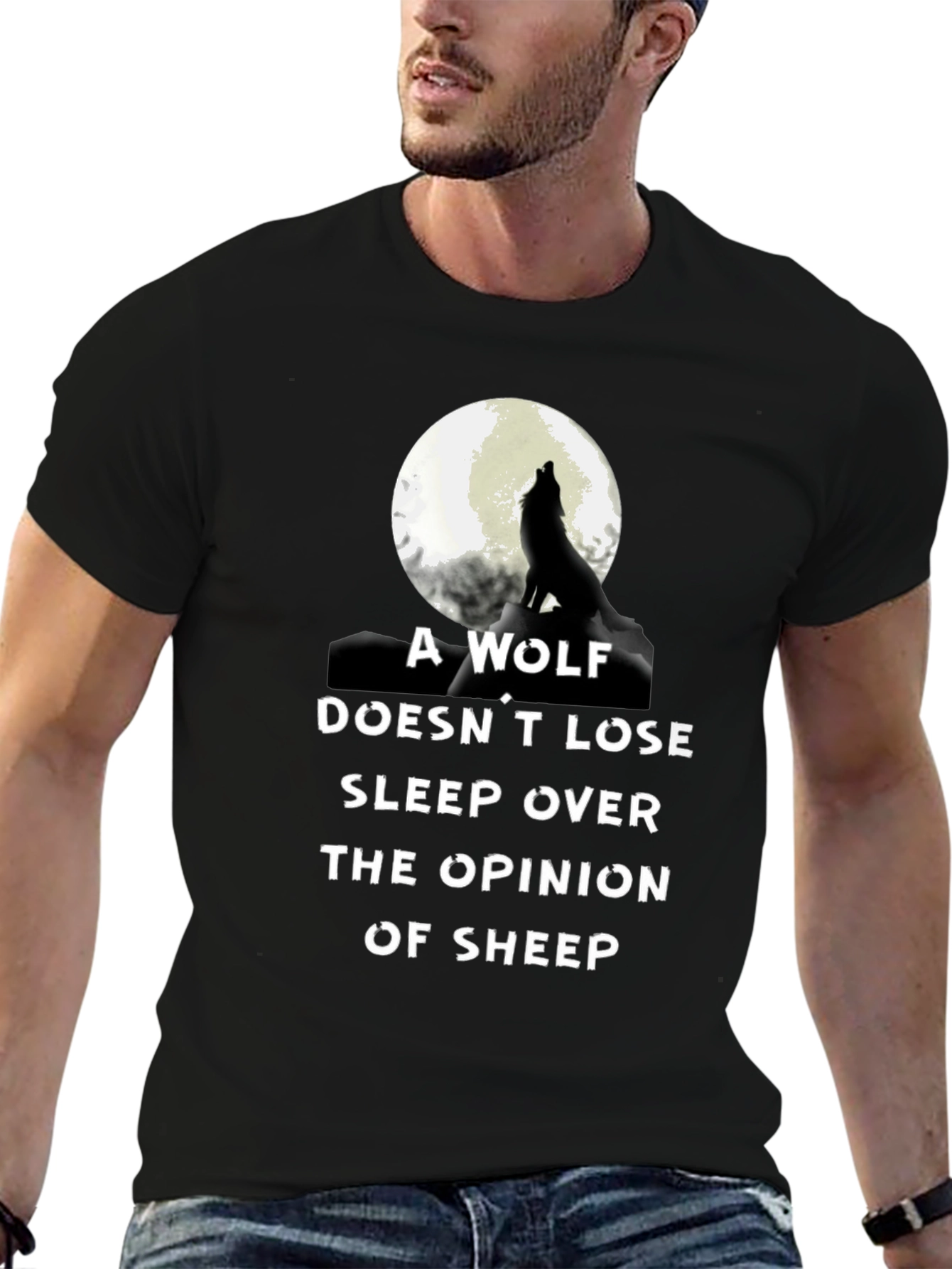 Black Wolf Opinion Graphic Tee - Black Cotton Comfort view 6