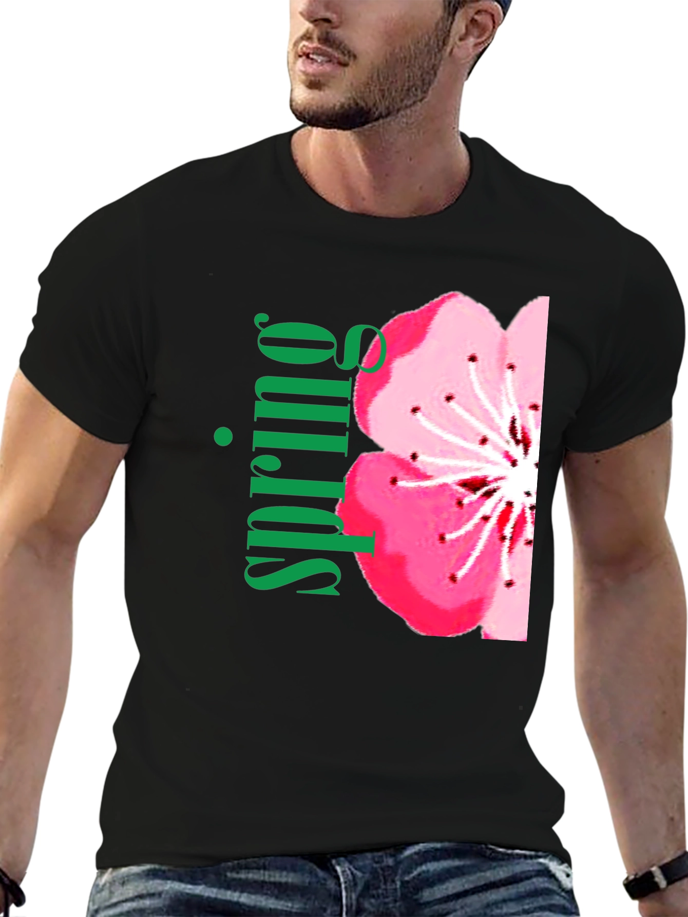 Black Spring Blossom Black T-Shirt view 6