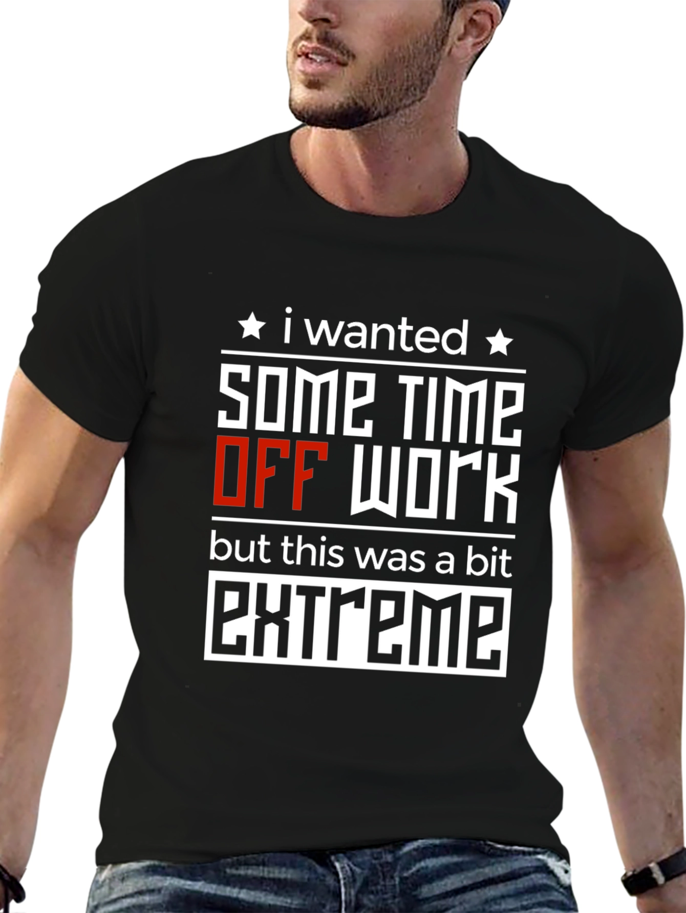 Black Extreme Time Off T-Shirt: Funny Work Humor Tee view 6
