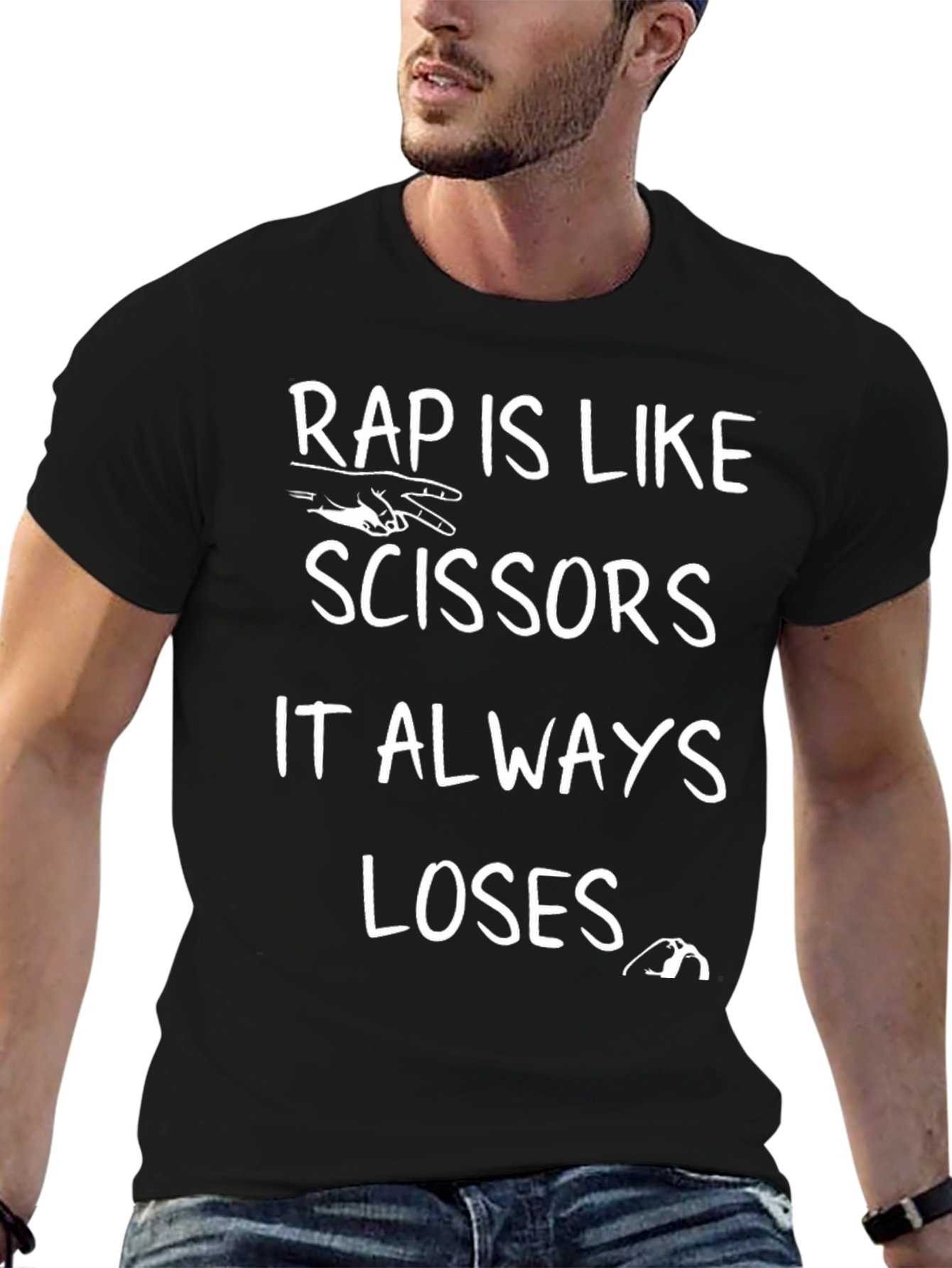 Black Rap Scissors Loses Graphic T-Shirt view 6