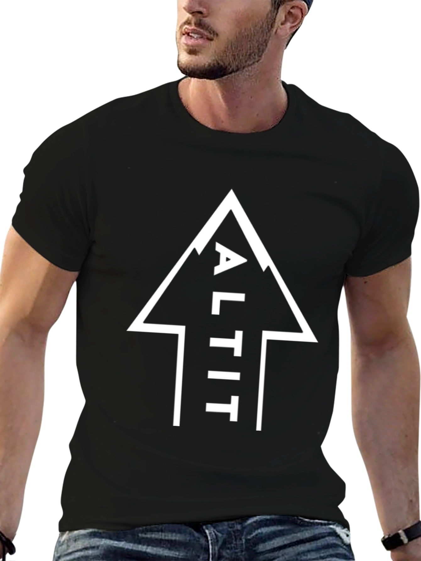 Black ALTIT Arrow Graphic Tee - Modern Black T-Shirt view 6