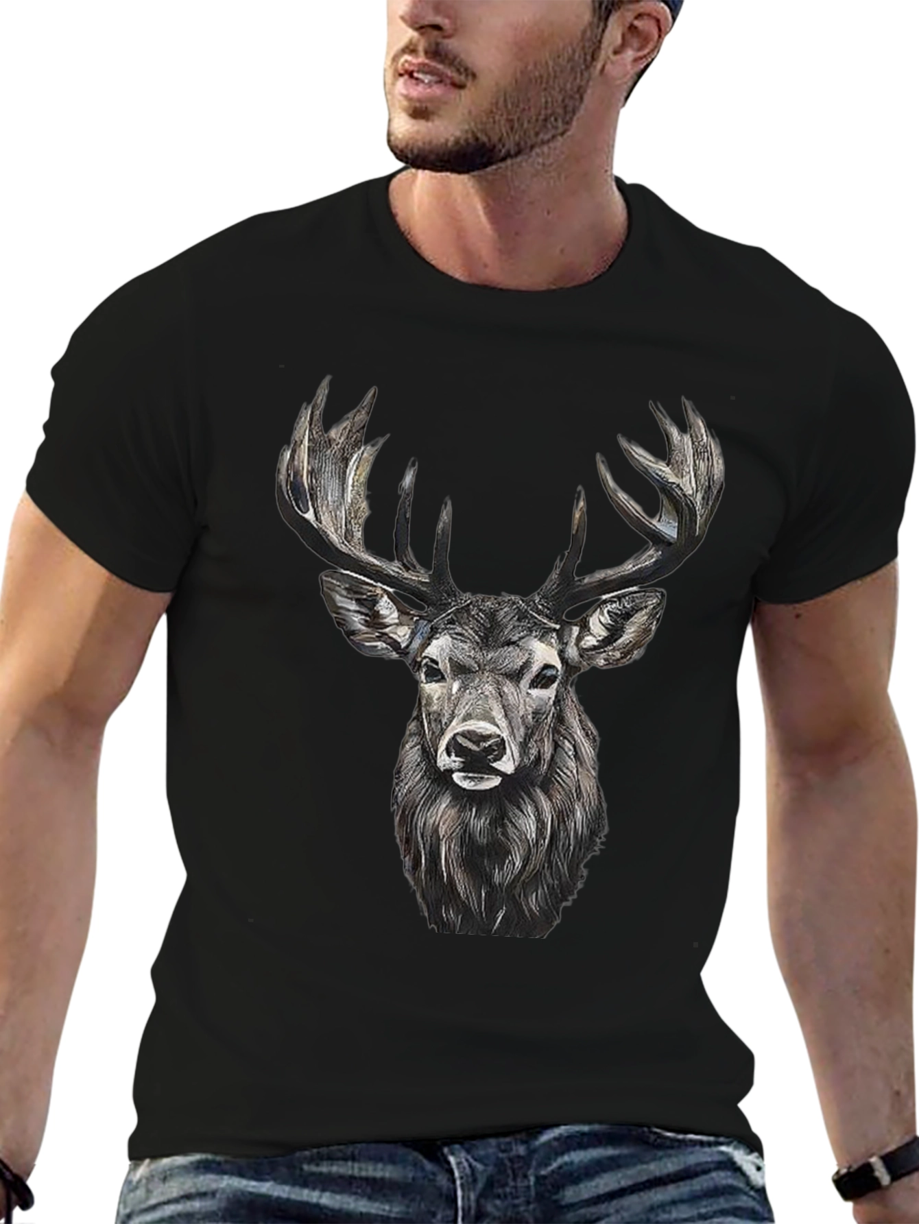 Black Deer Graphic Tee - Black Cotton Blend view 6