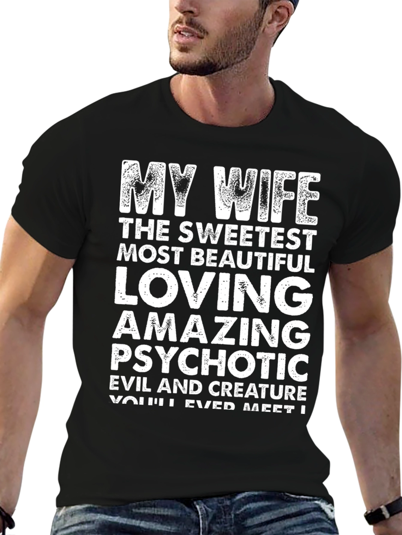 Black My Wife Funny Graphic T-Shirt view 6