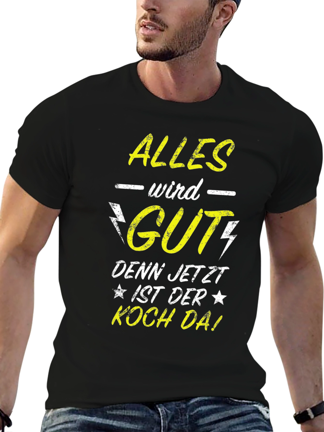 Black Alles Wird Gut T-Shirt - German Chef Humor Tee view 6