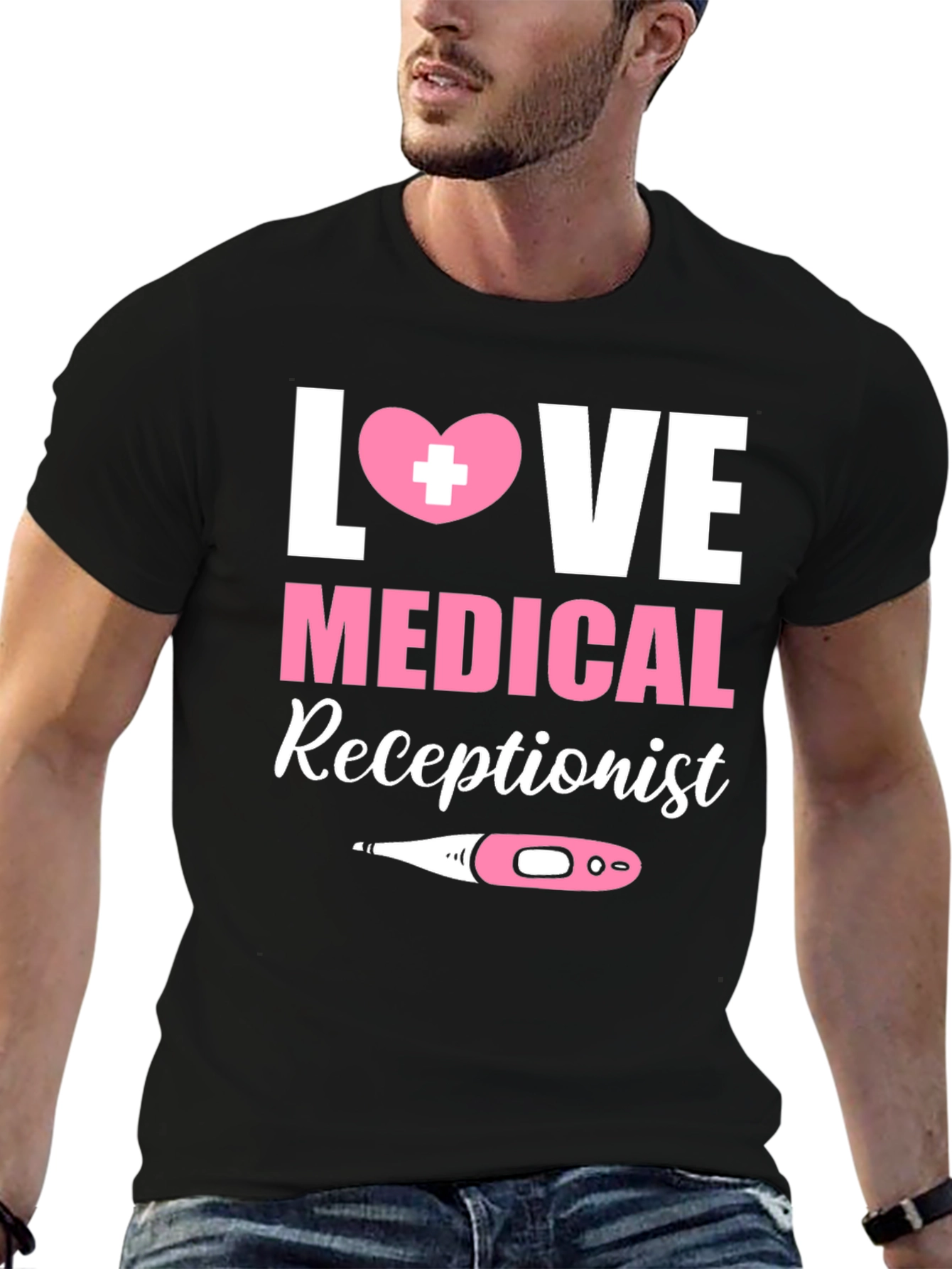 Black Love Medical Receptionist Graphic T-Shirt view 6