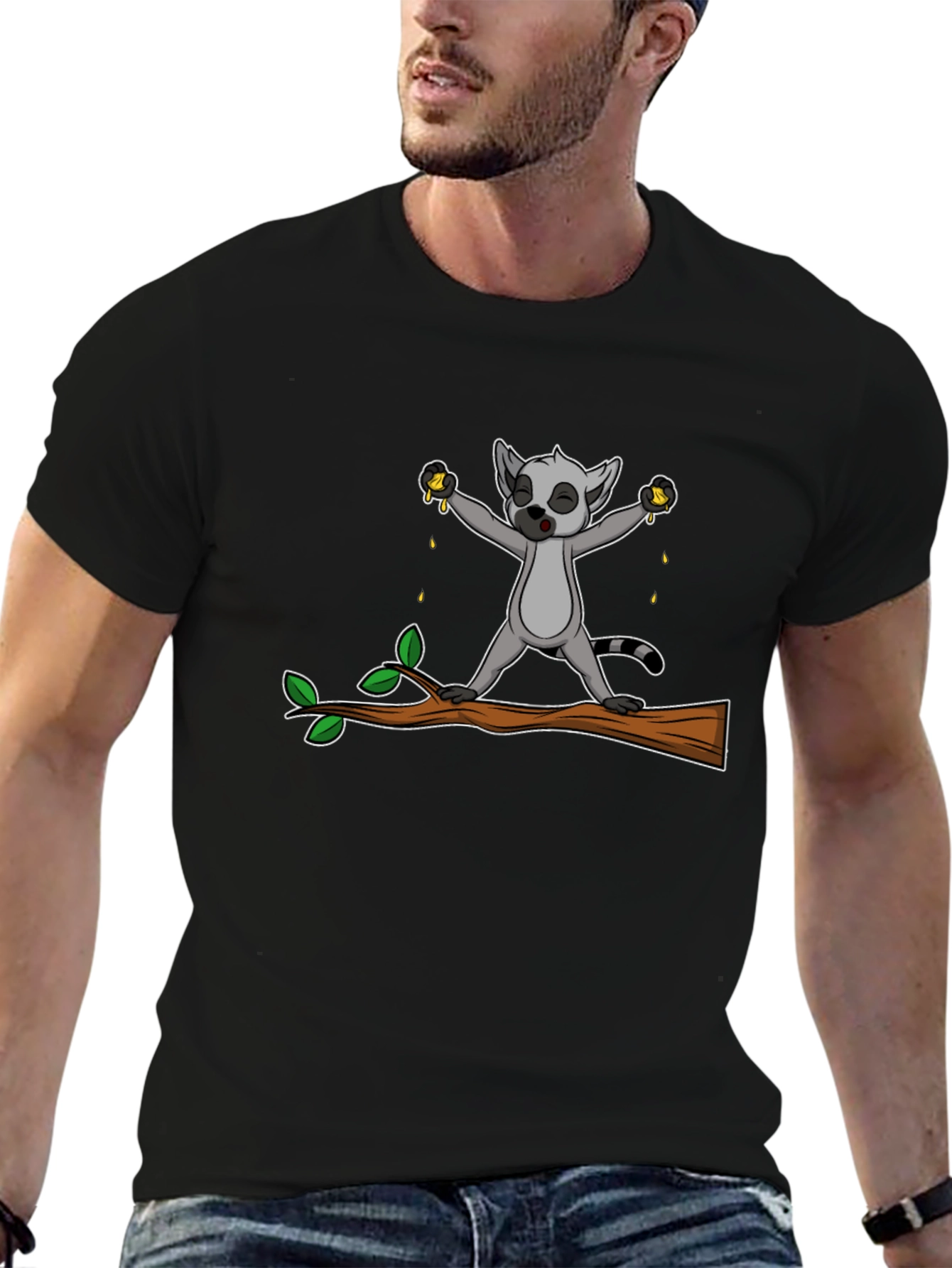 Black Lemur Squeezing Fruit Graphic Tee view 6