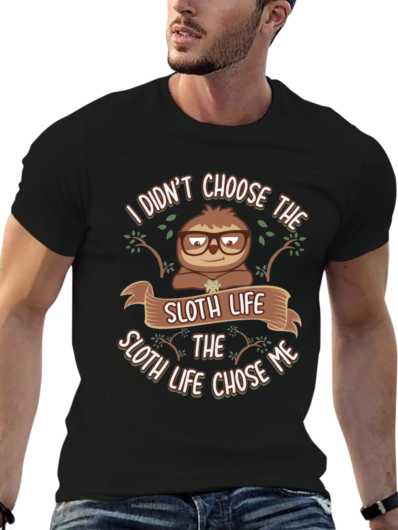 Black Sloth Life Graphic Tee - Funny Animal Lover T-Shirt view 6