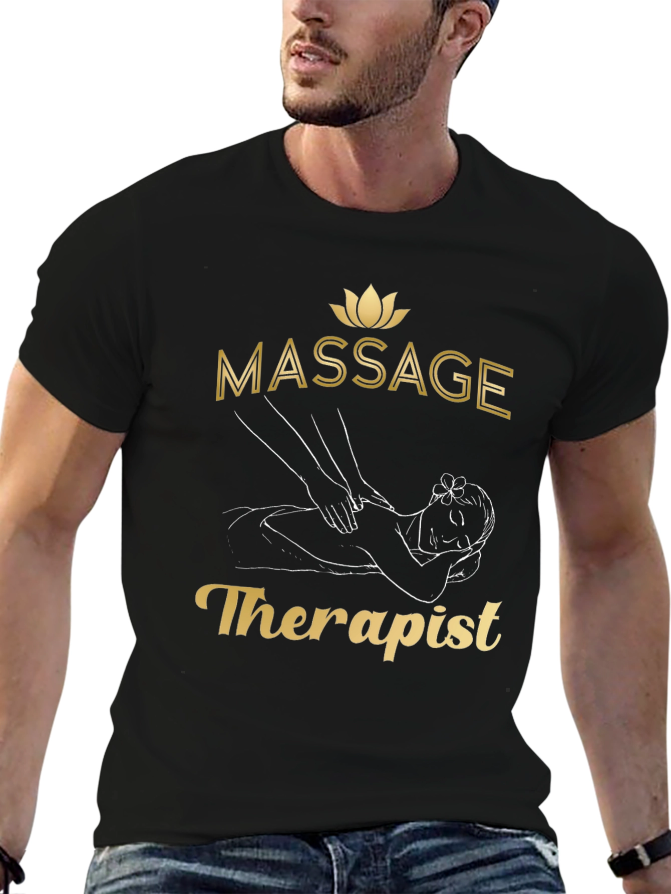 Black Massage Therapist T-Shirt - Relaxation & Wellness view 6
