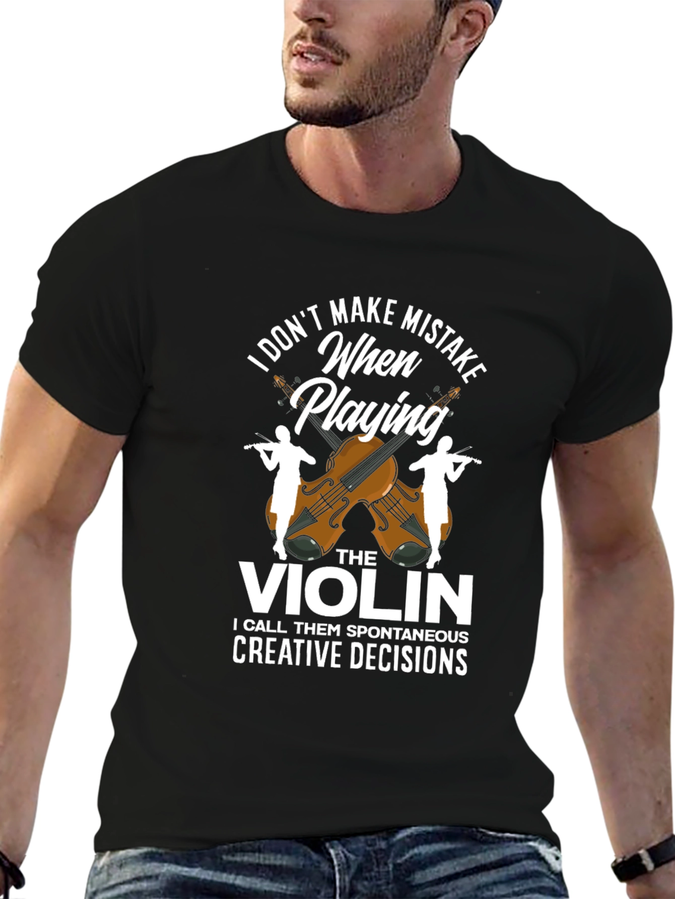 Black Funny Violinist T-Shirt - I Don't Make Mistakes view 6