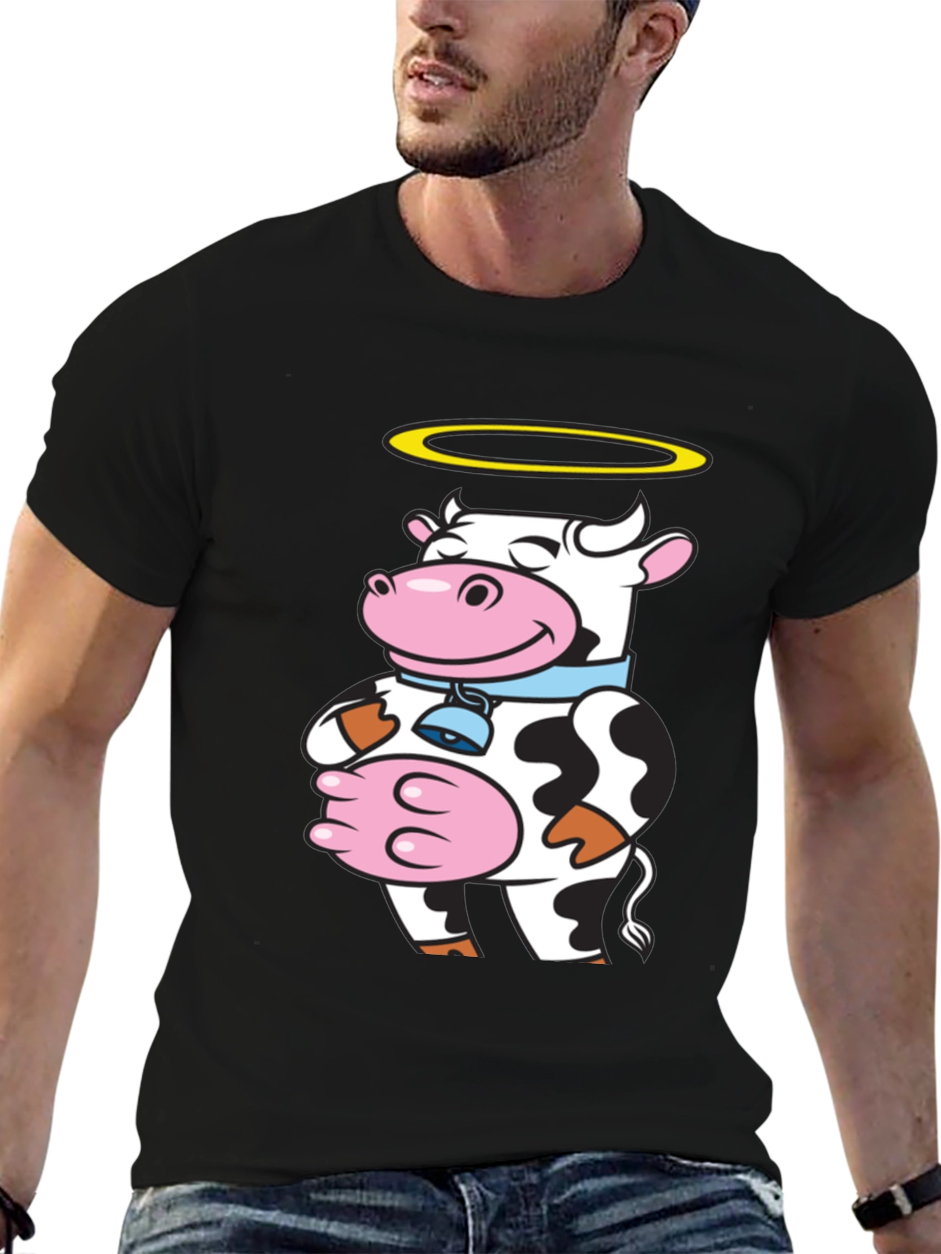 Black Holy Cow Graphic Tee - Unique Novelty Shirt view 6