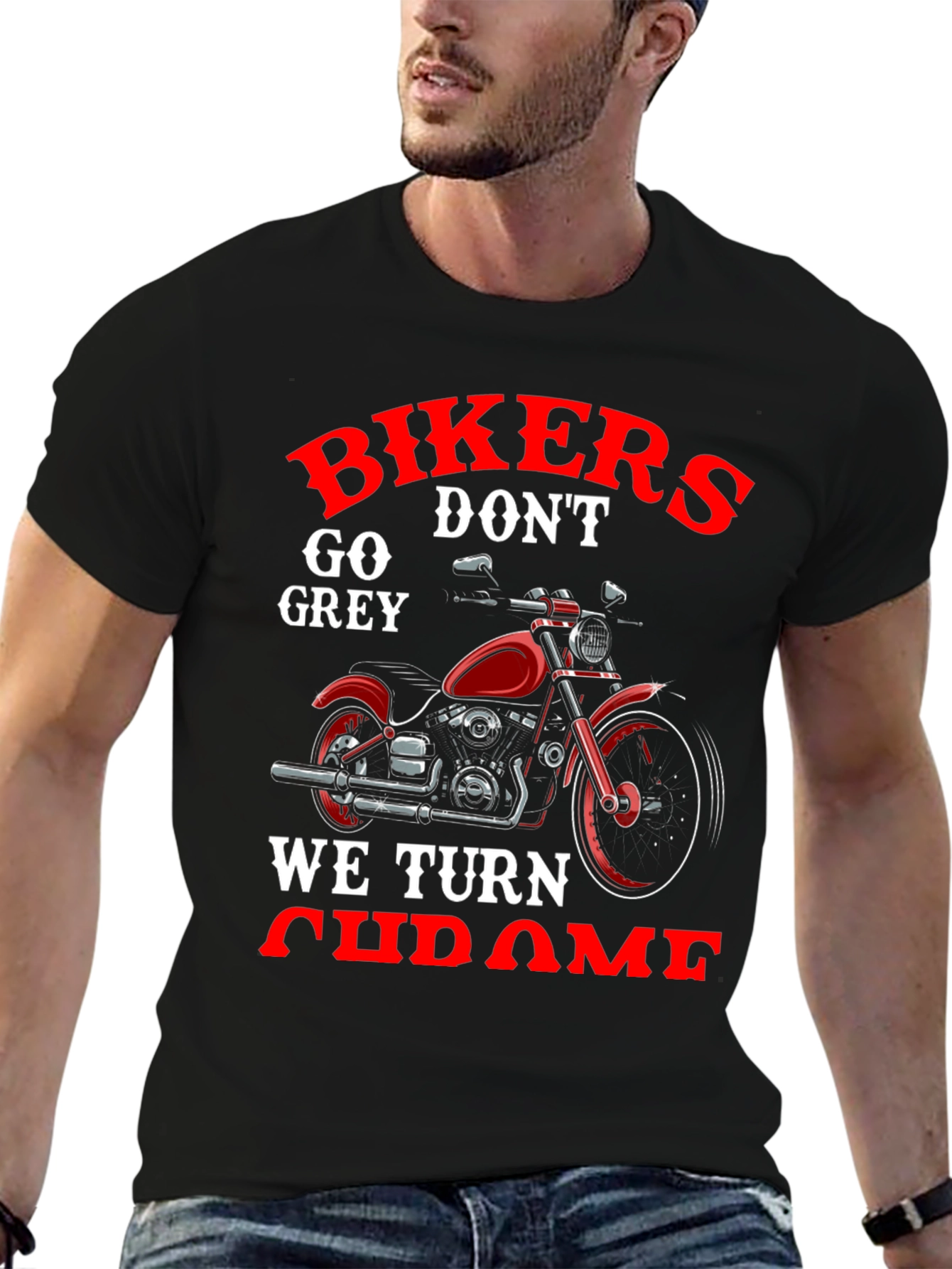 Black Bikers Don't Go Grey, We Turn Chrome T-Shirt view 6