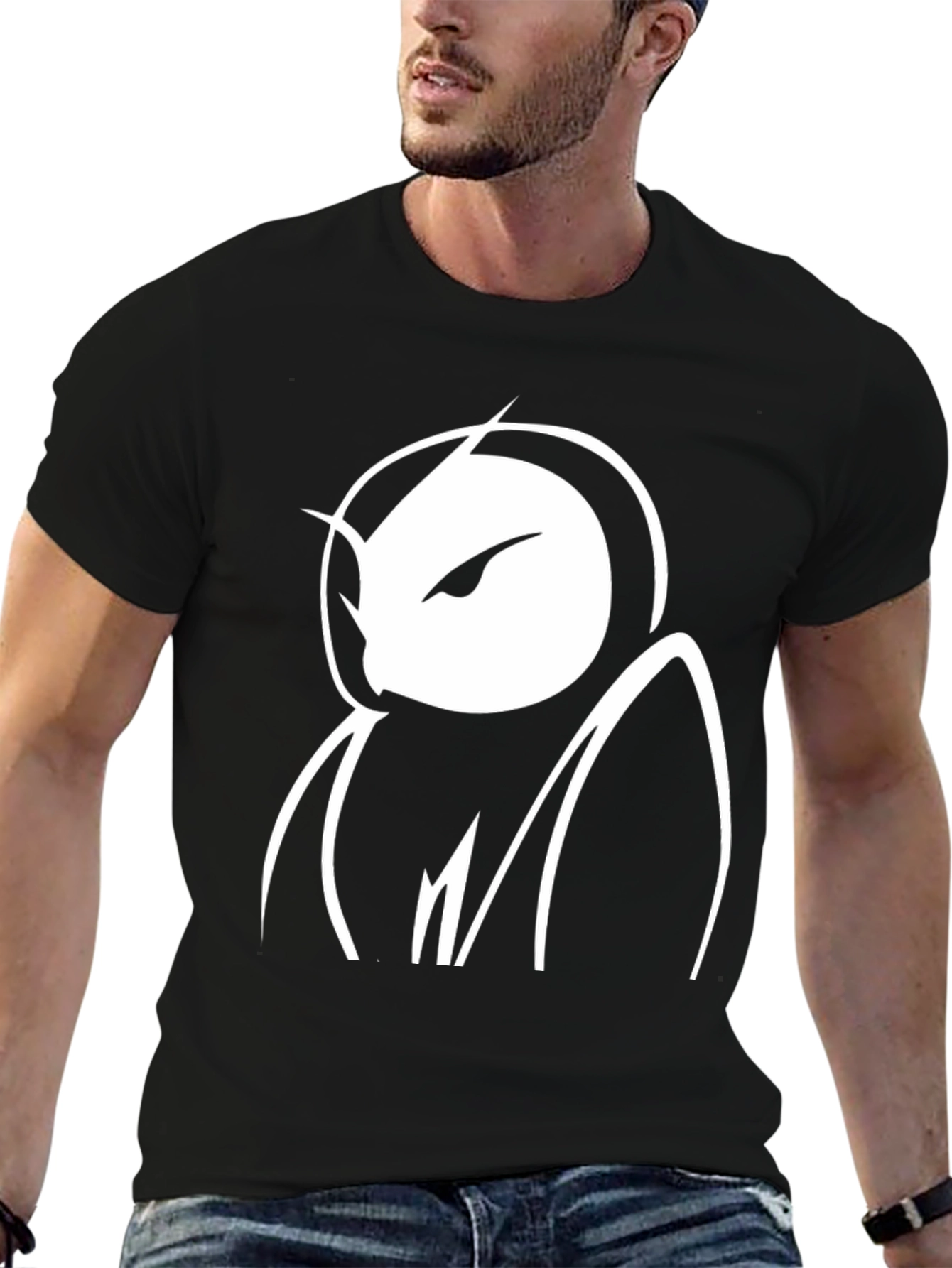 Abstract Owl Graphic Black T-Shirt - 6