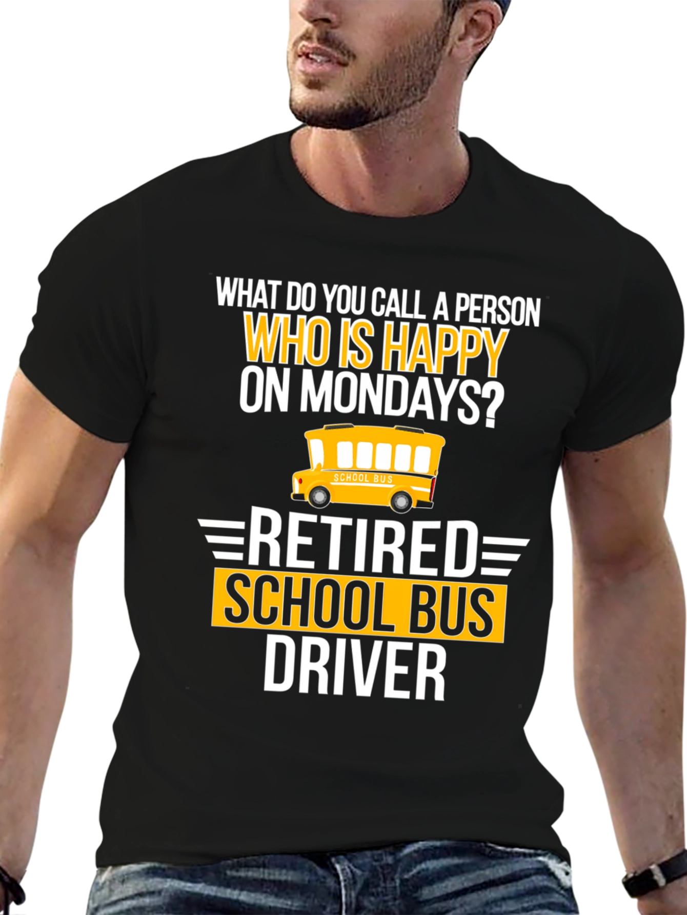 Black Retired School Bus Driver T-Shirt view 6