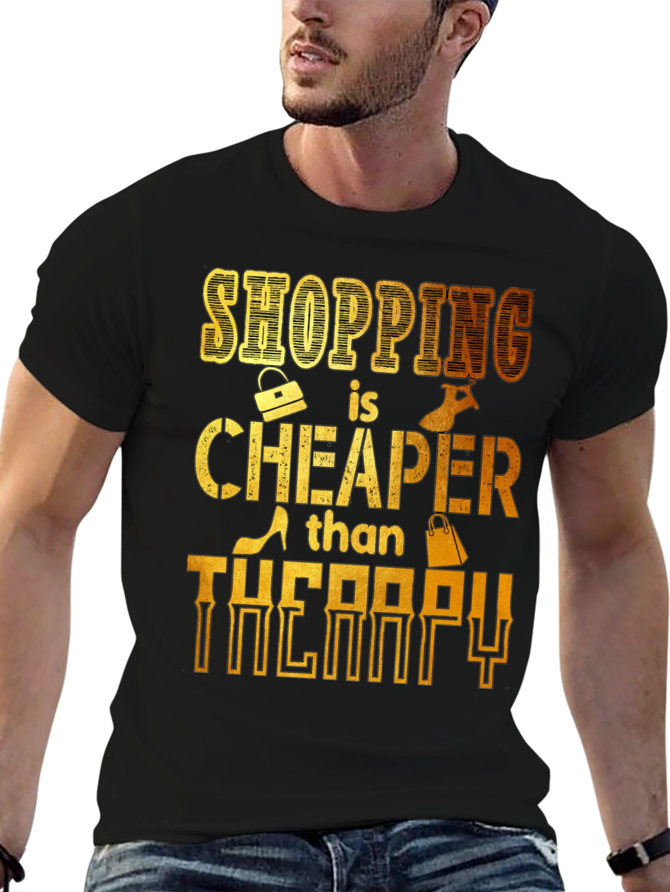 Shopping is Cheaper Than Therapy Graphic Tee - 6