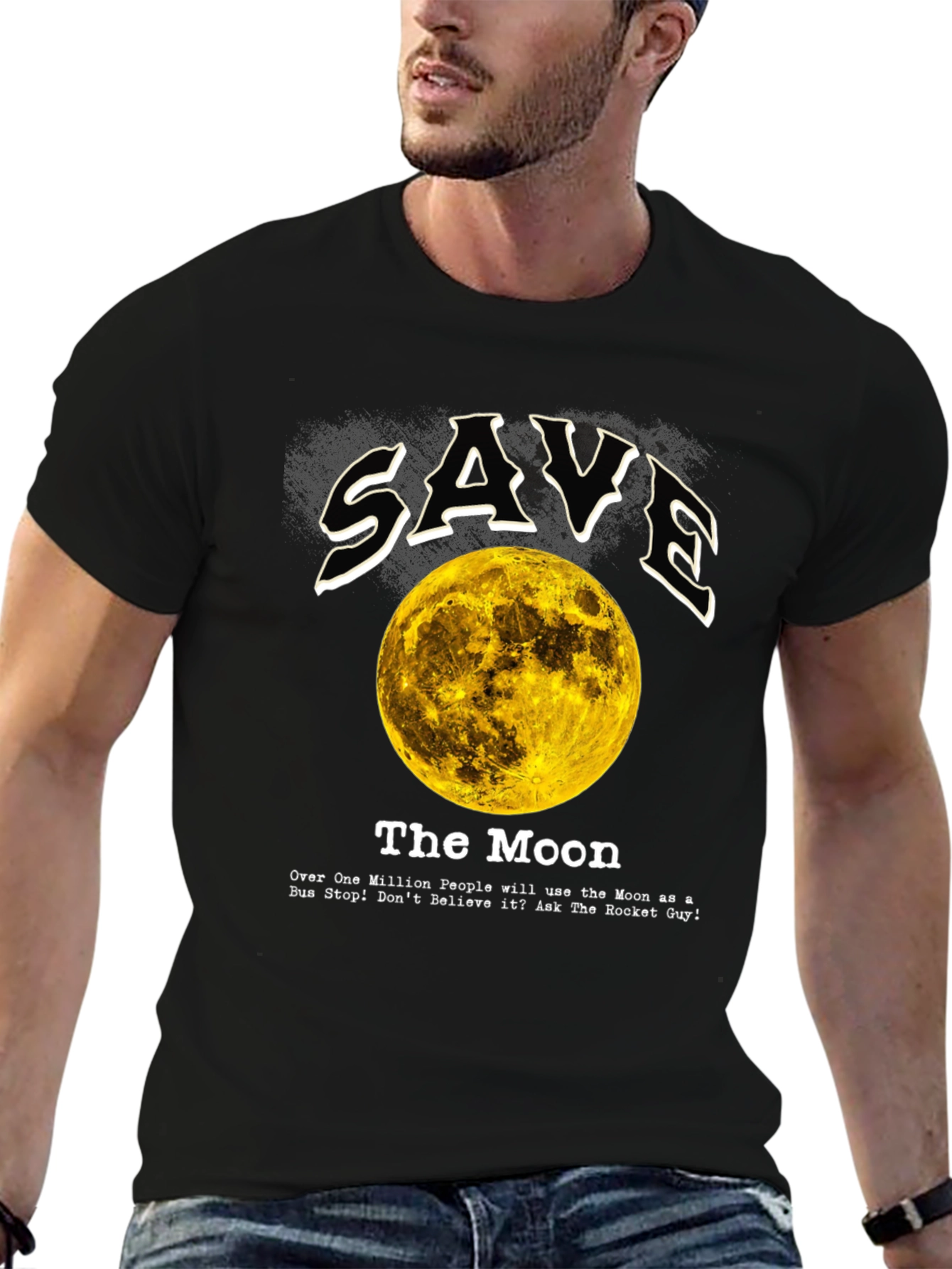 Black Save the Moon Graphic Tee - Outer Space Awareness view 6