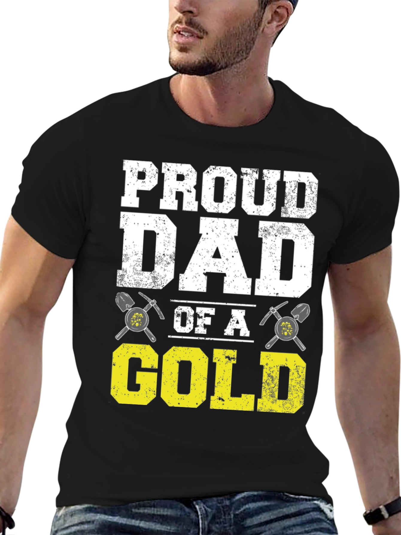 Black Proud Dad of a Gold Digger T-Shirt view 6