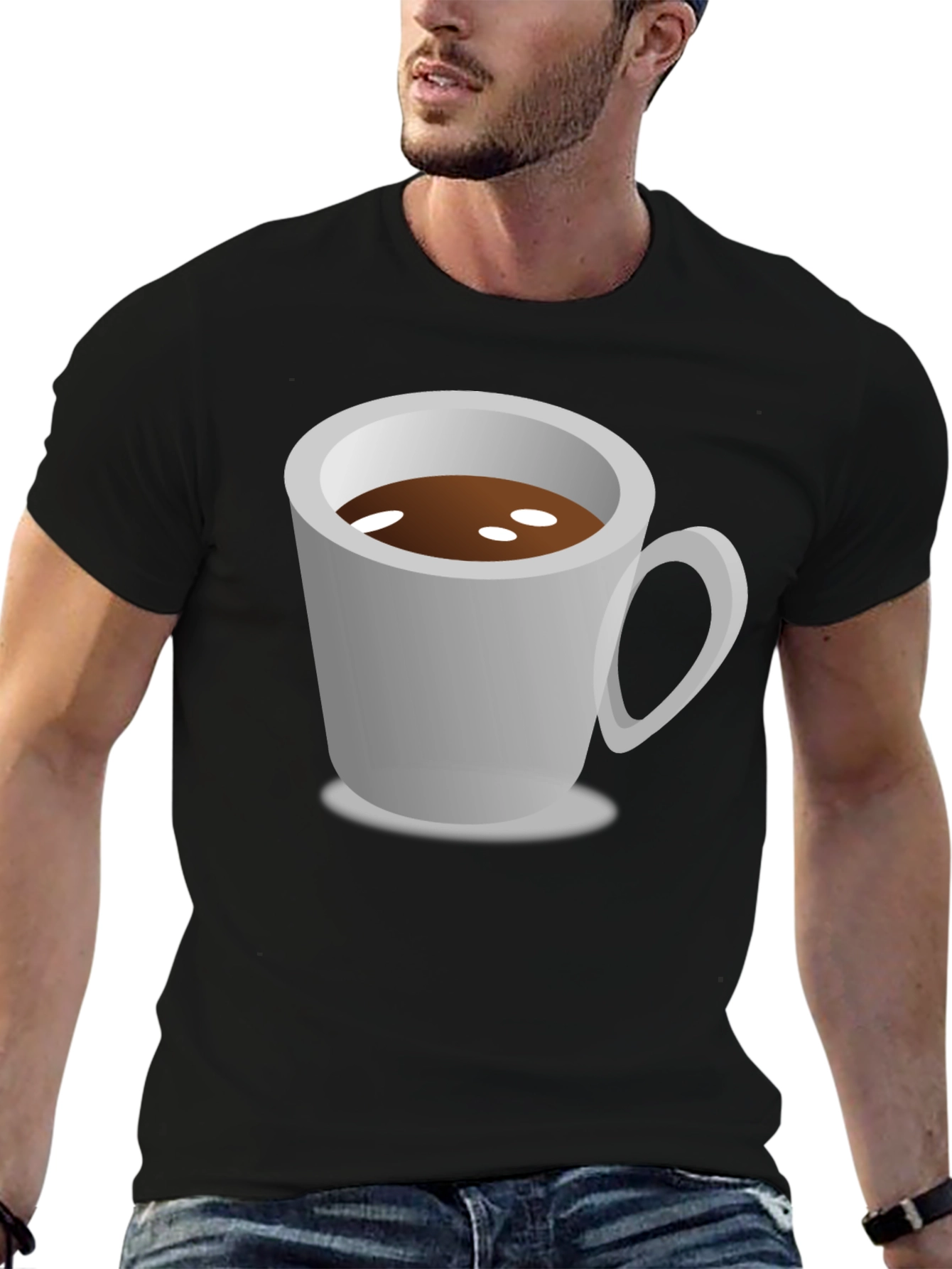 Black Coffee Cup Graphic Tee - Black Unisex Shirt view 6