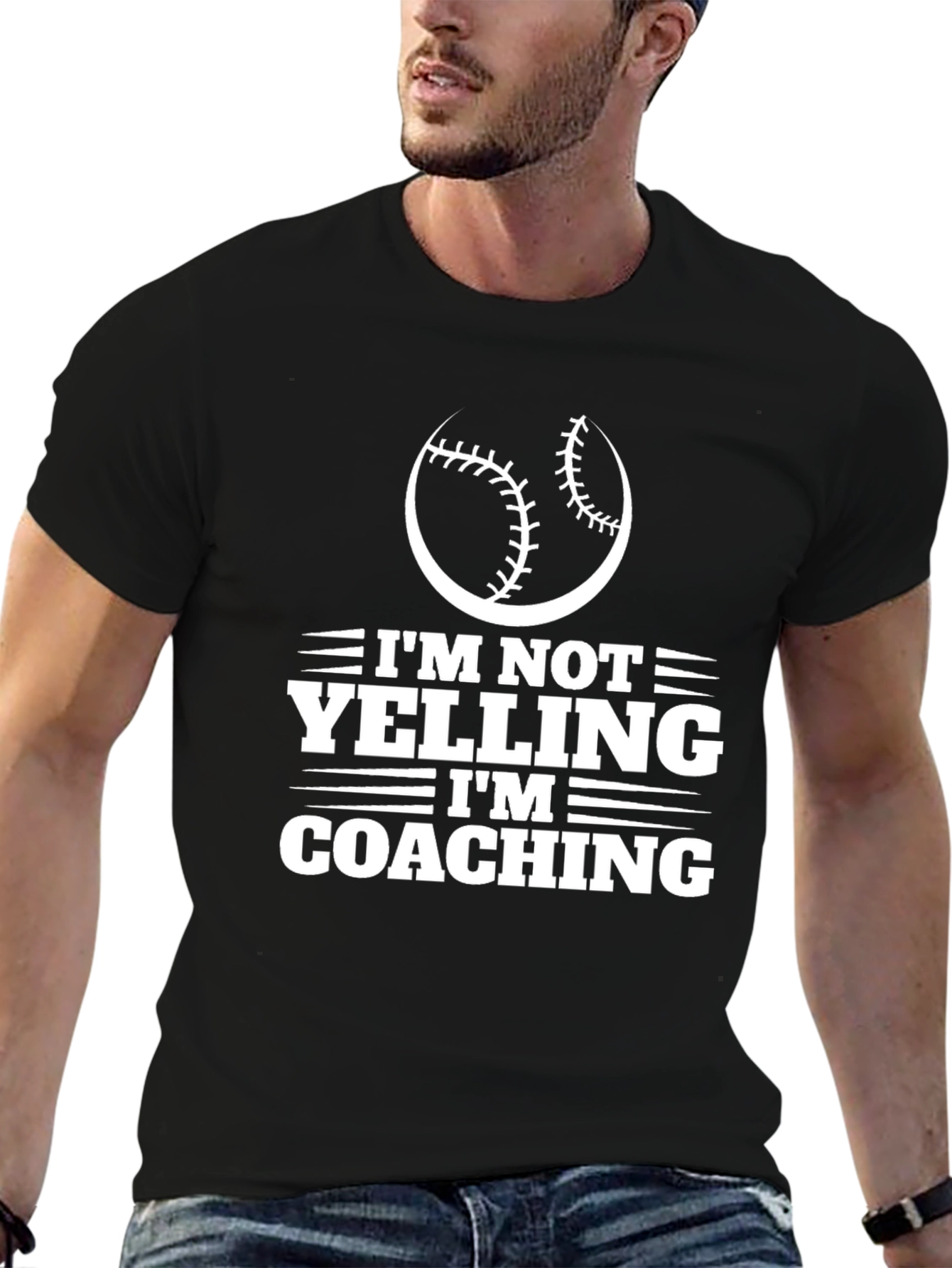 Black I'm Not Yelling I'm Coaching T-Shirt view 6