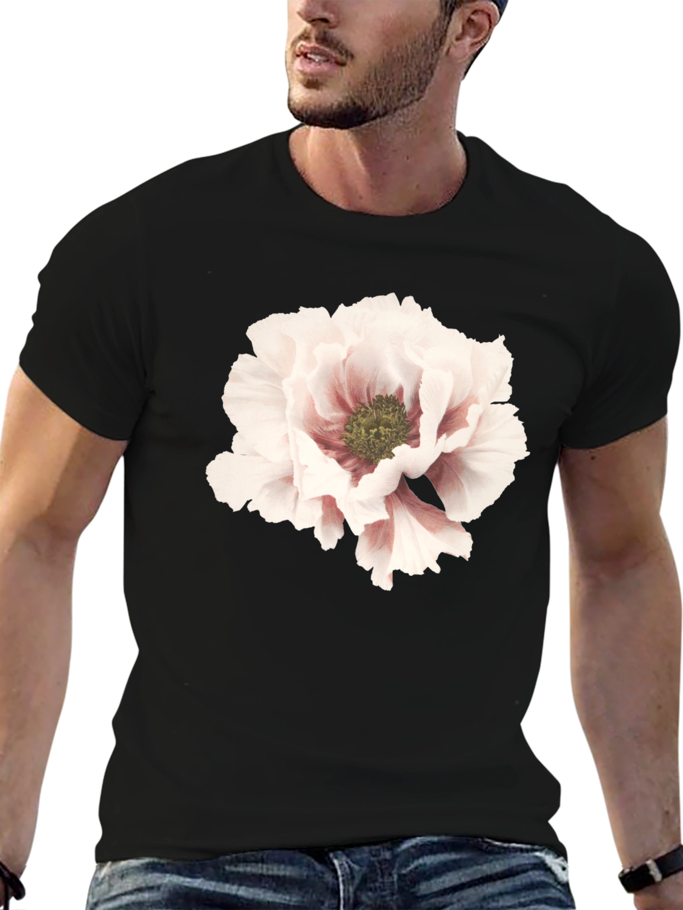 Black Floral Print Black Tee view 6