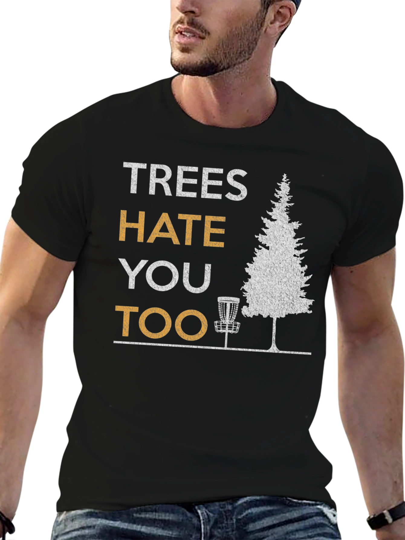 Black Trees Hate You Too Disc Golf T-Shirt view 6