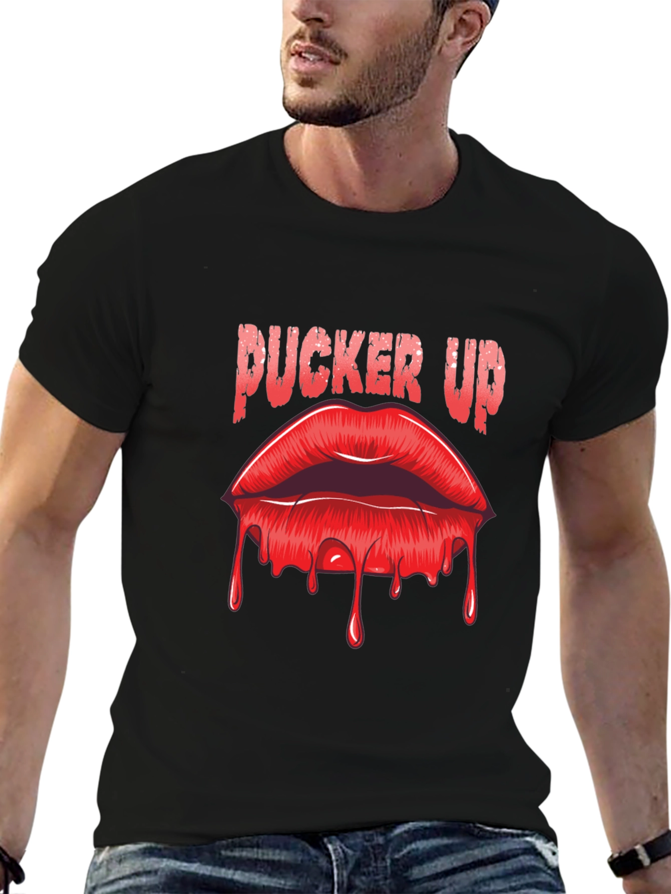 Black Pucker Up Lips Graphic T-Shirt view 6