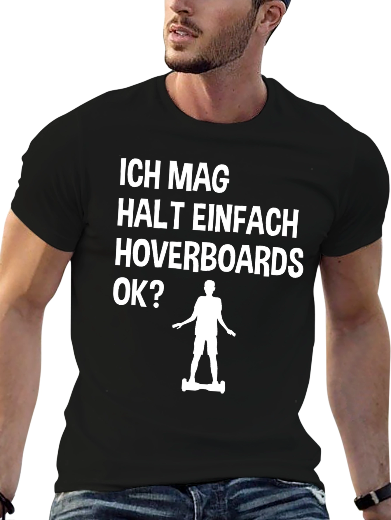 Black Ich Mag Hoverboards T-Shirt | Funny German Hoverboard Tee view 6