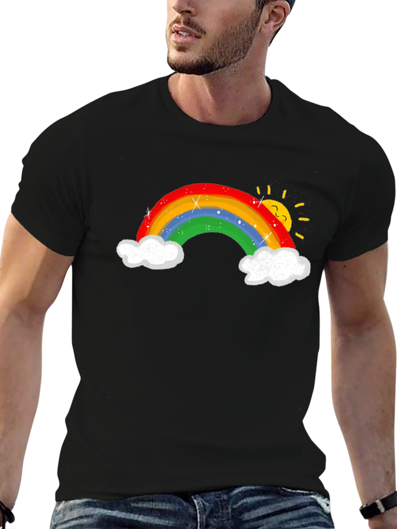 Black Rainbow Graphic T-Shirt - Unisex Cotton Tee view 6