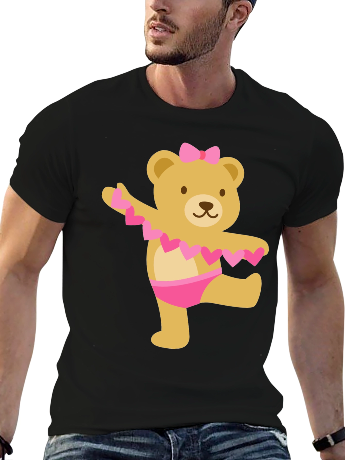 Black Cute Bear Ballet Dancer Black T-Shirt view 6