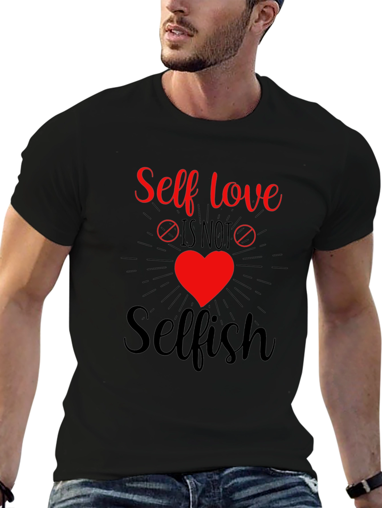 Black Self Love Is Not Selfish Graphic Tee view 6