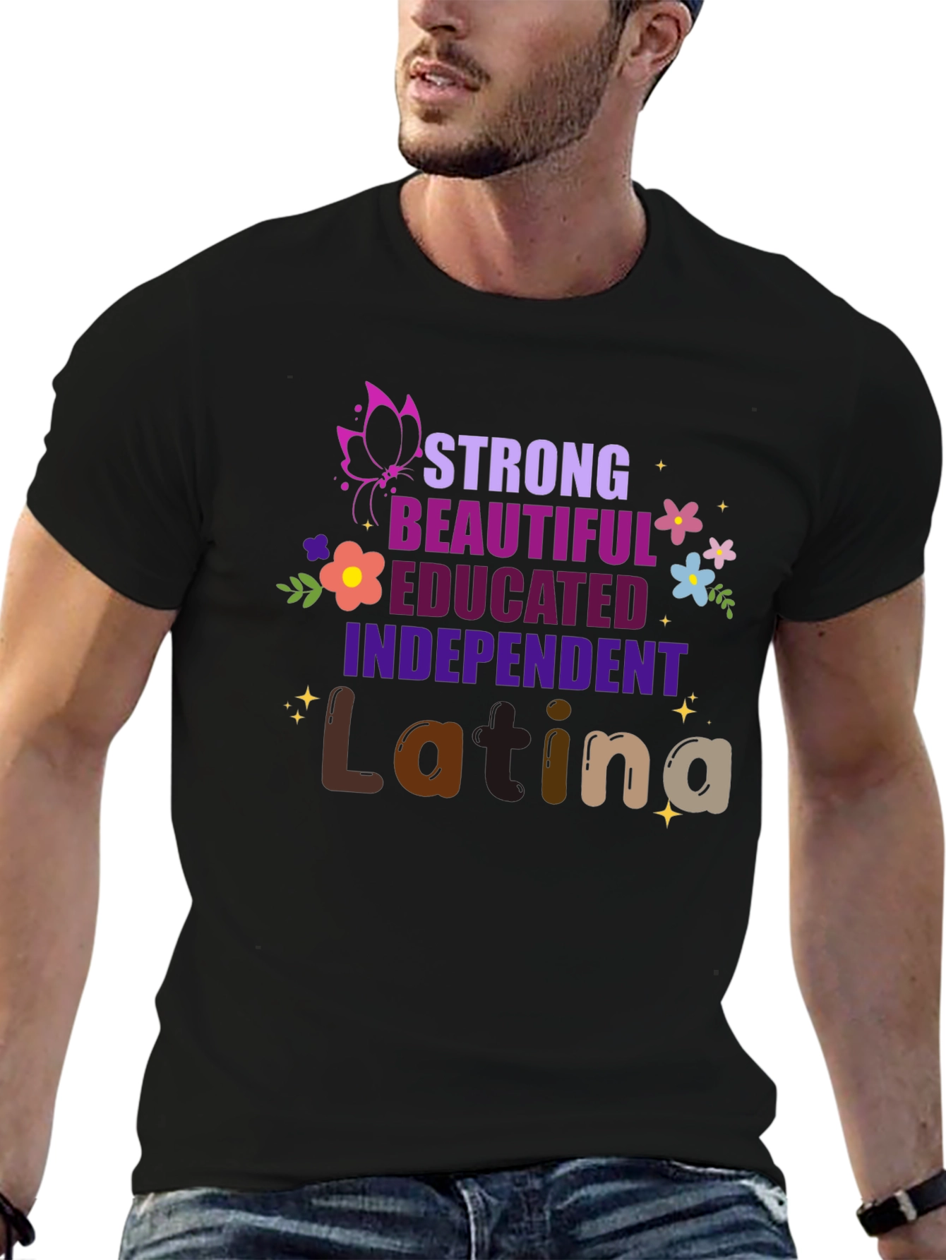 Black Strong Latina Graphic Tee - Empowerment Shirt view 6