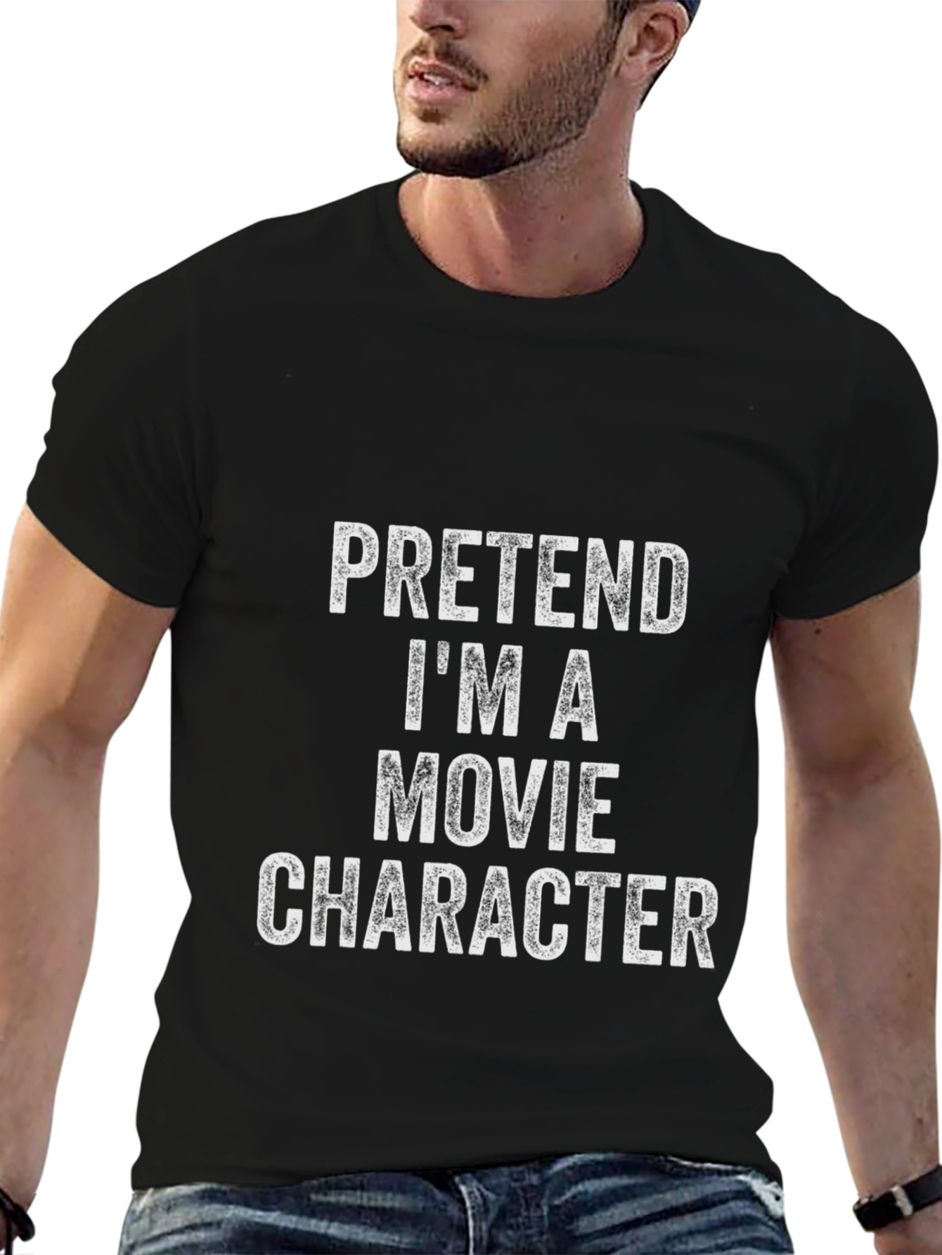 Black Pretend I'm A Movie Character Black T-Shirt view 6