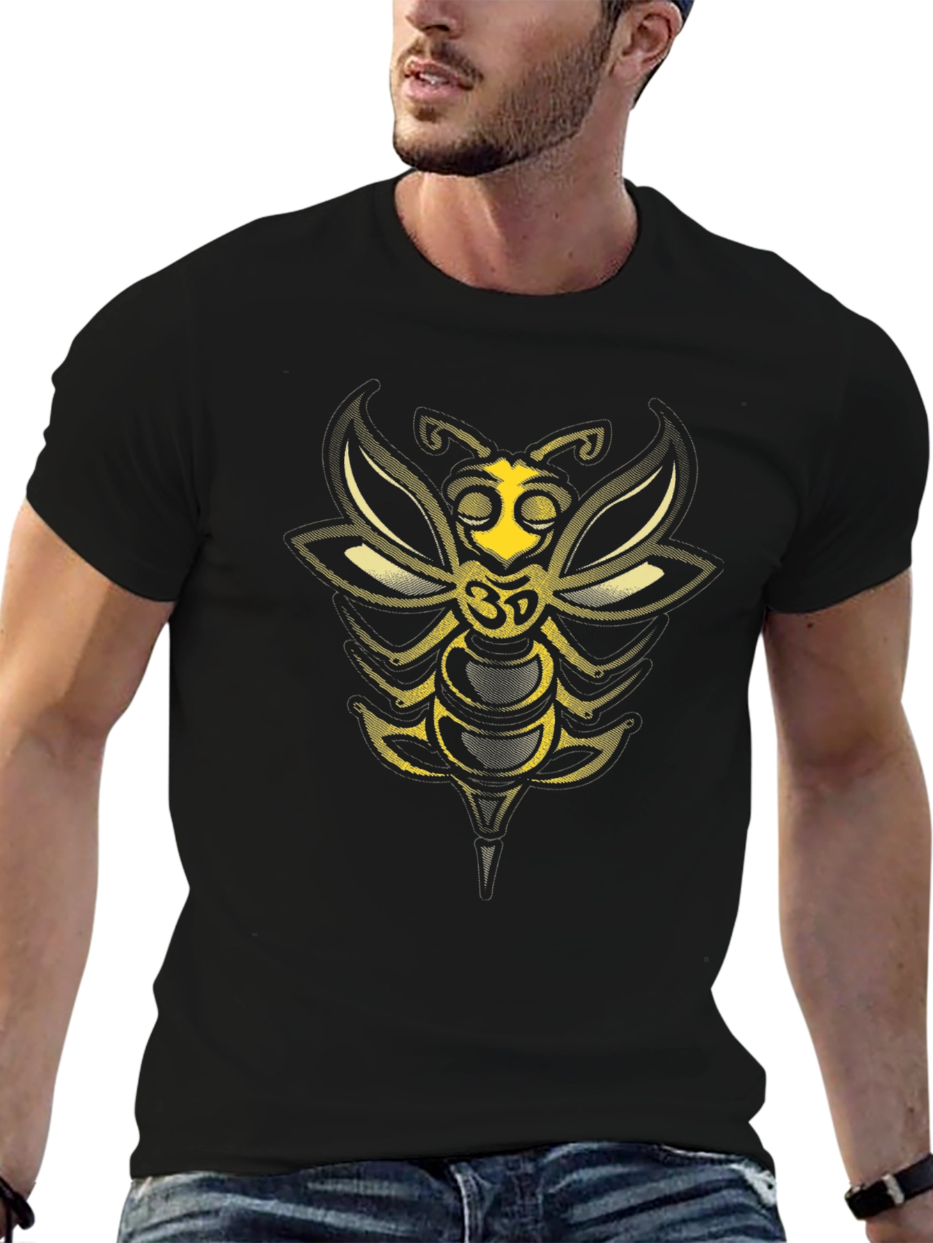 Black Wasp Graphic T-Shirt - Black Cotton Tee view 6