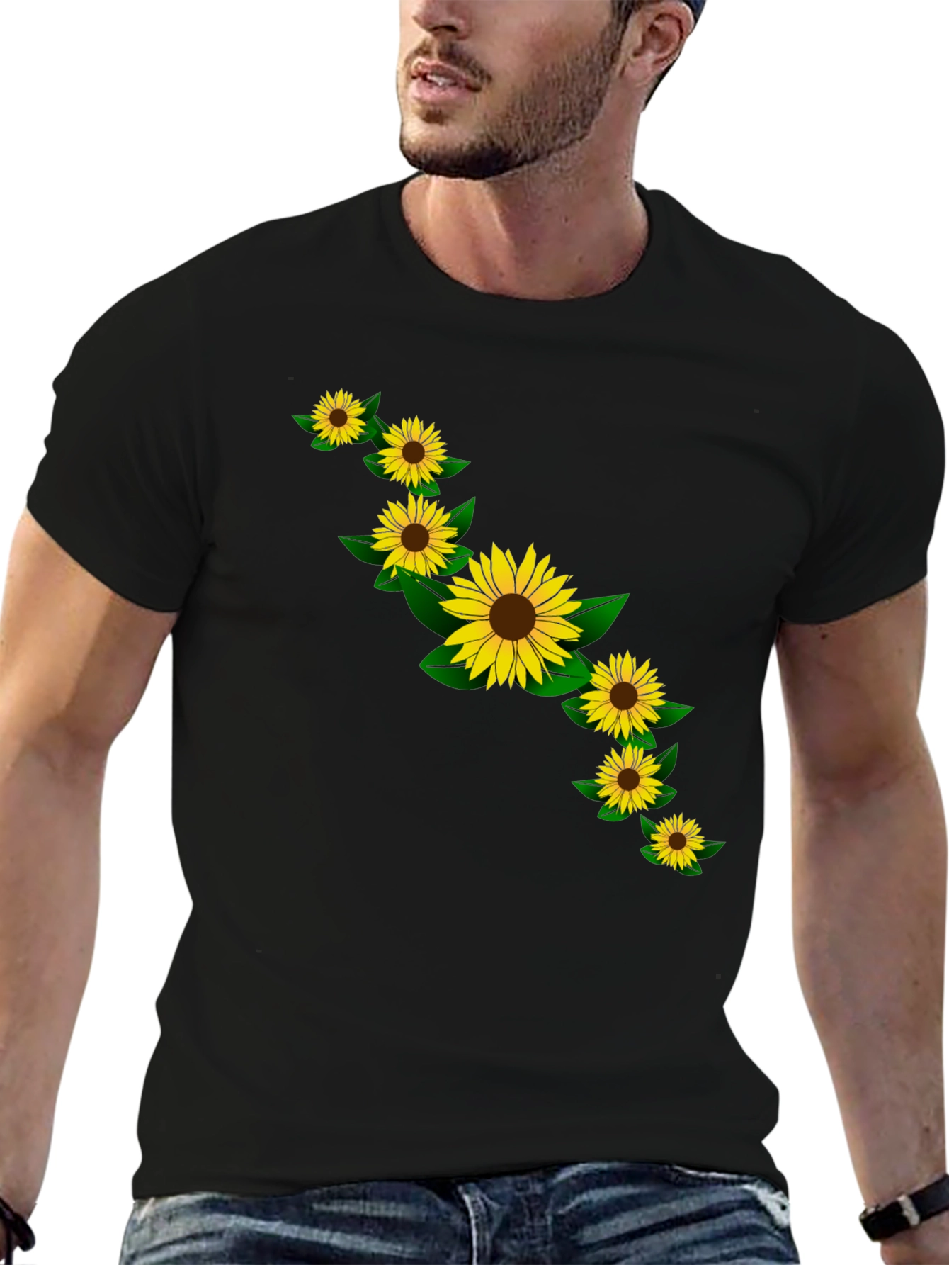 Black Sunflower Graphic Black T-Shirt view 6
