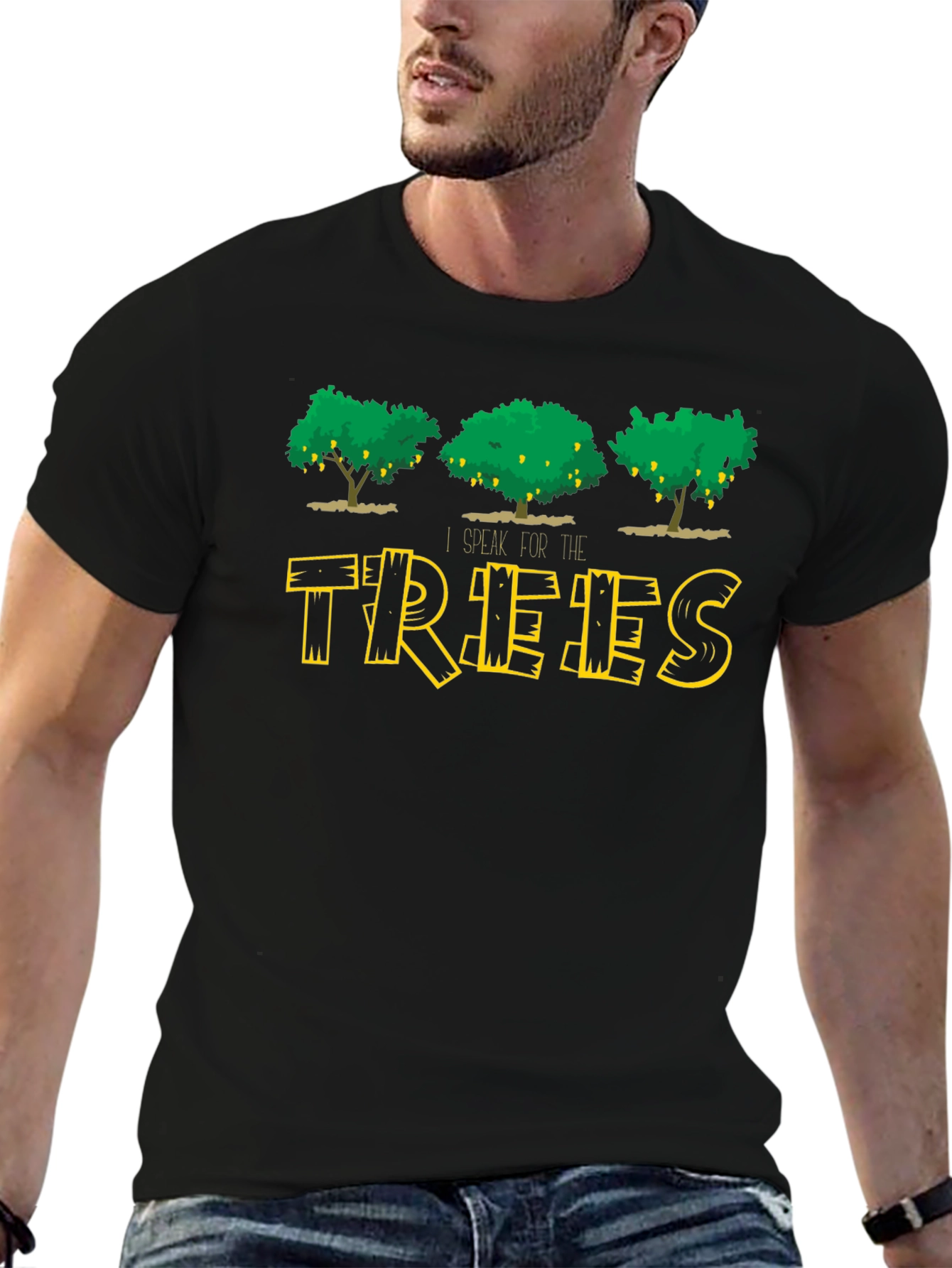 Black I Speak For The Trees Black T-Shirt view 6