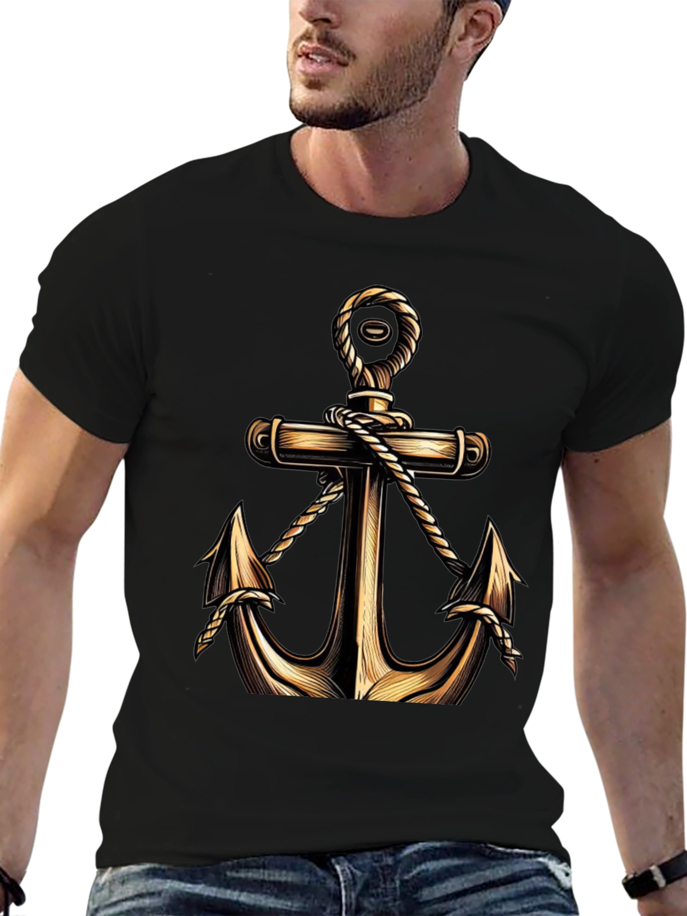 Black Nautical Anchor Graphic Tee - Stylish Comfort Fit view 6