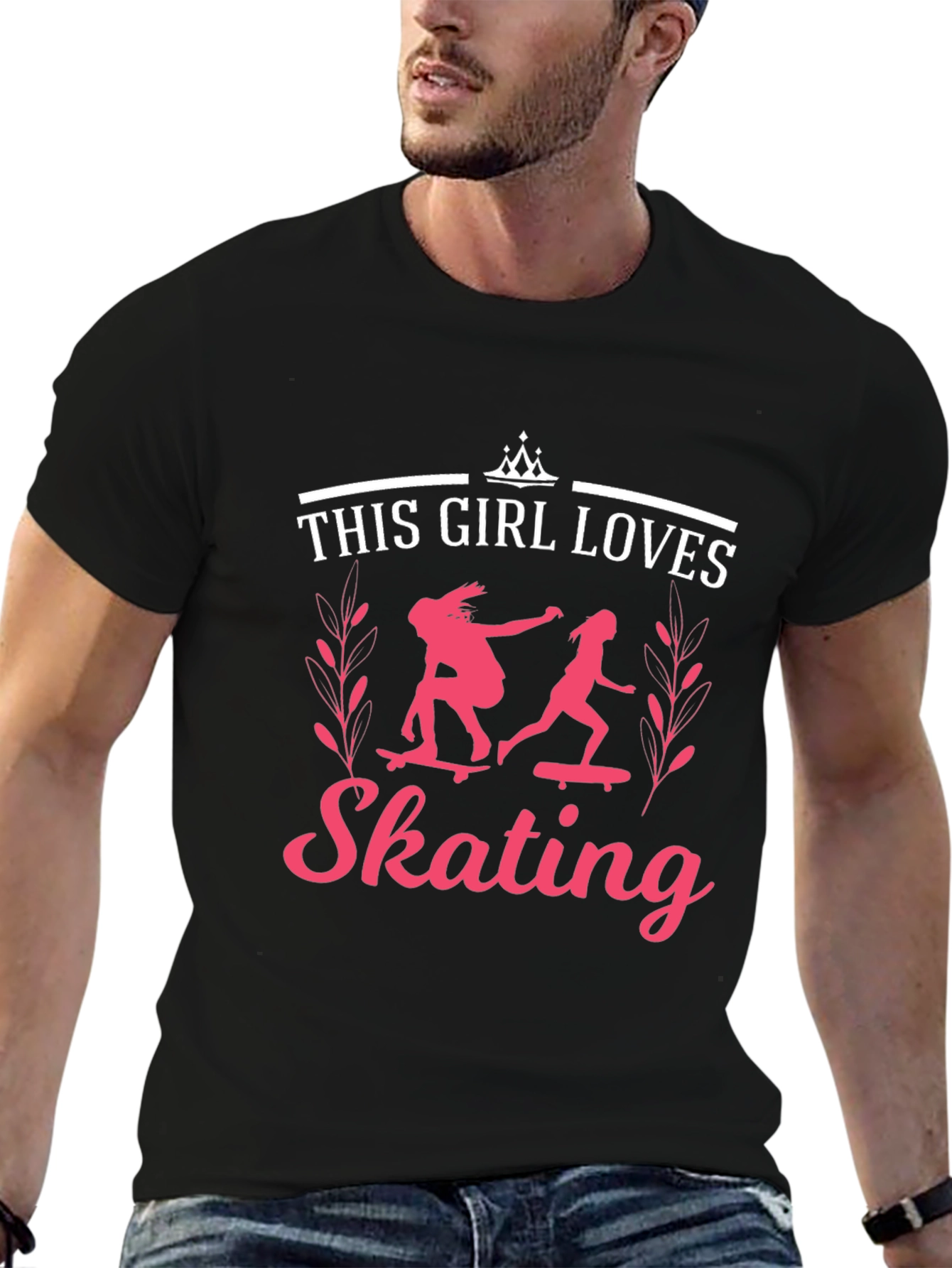 Black Girl Loves Skating Tee - Cool Skater T-Shirt view 6