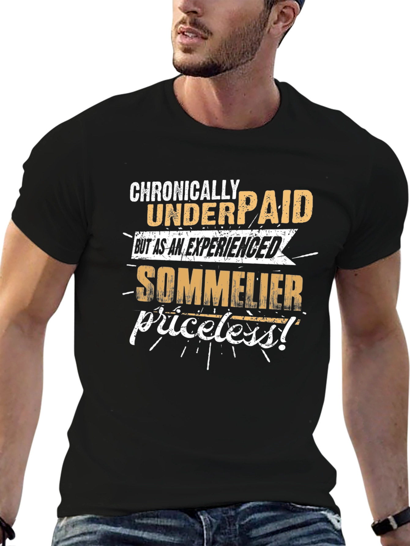 Black Chronically Underpaid Sommelier Graphic Tee view 6