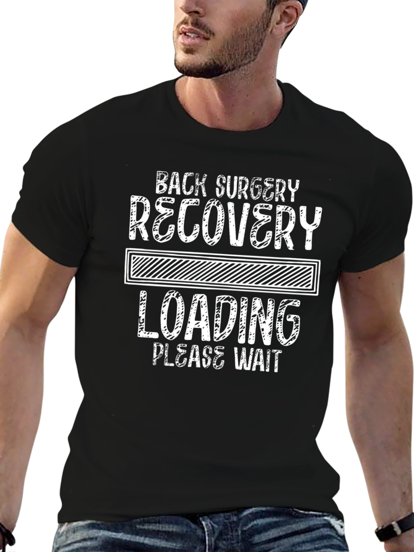 Black Back Surgery Recovery Loading T-Shirt view 6