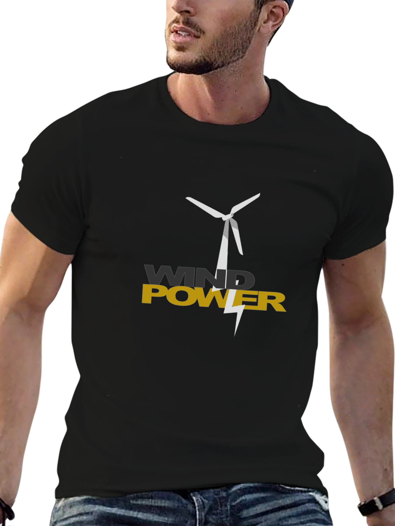Black Wind Power Graphic Tee - Eco-Friendly Design view 6