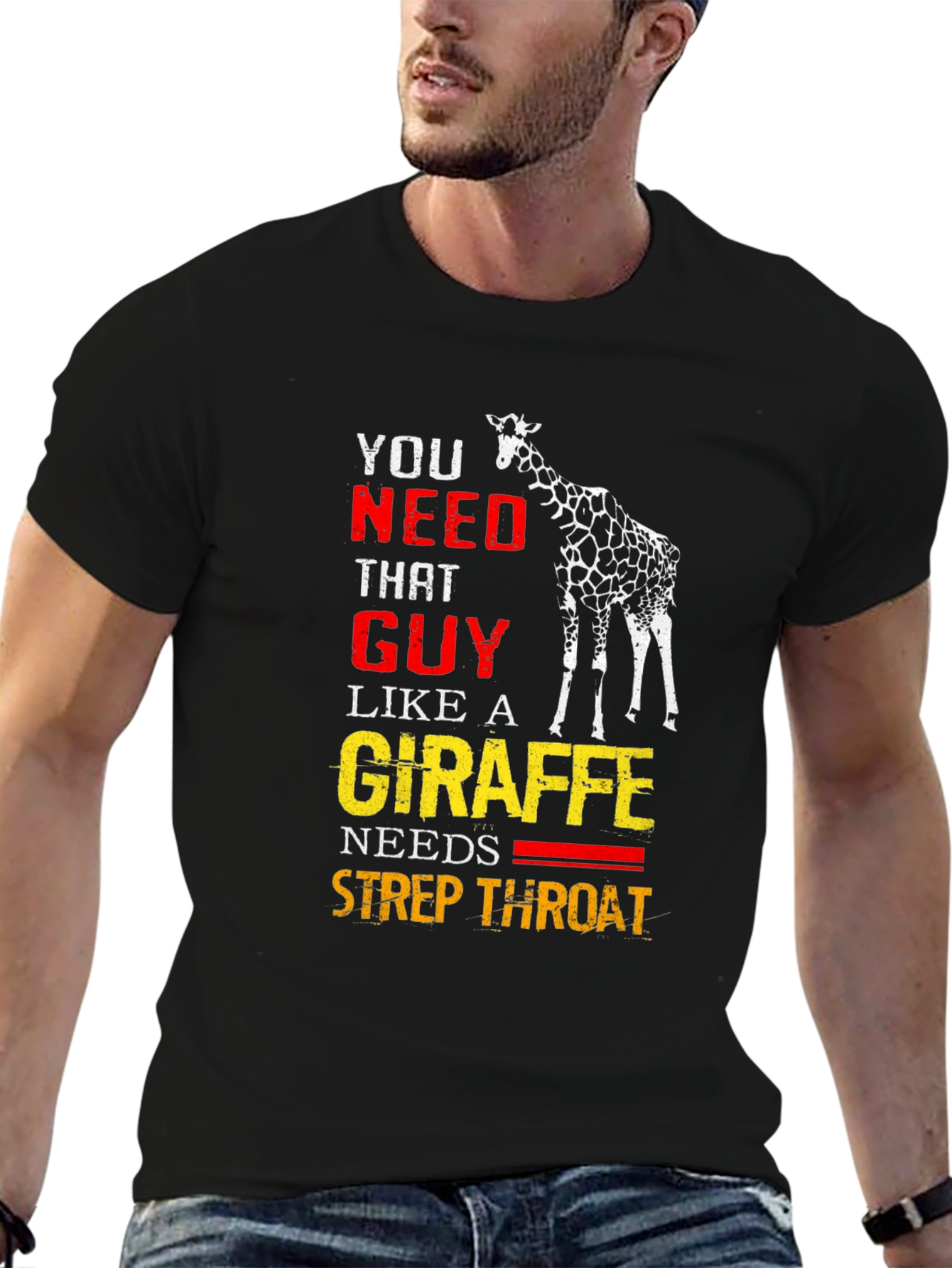 Black Giraffe Strep Throat Graphic T-Shirt view 6