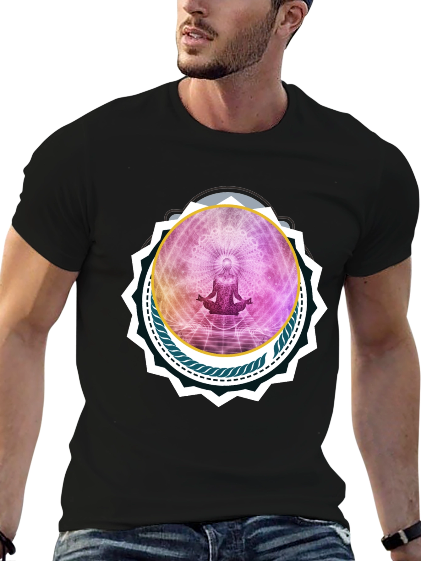 Black Meditative Black T-Shirt view 6