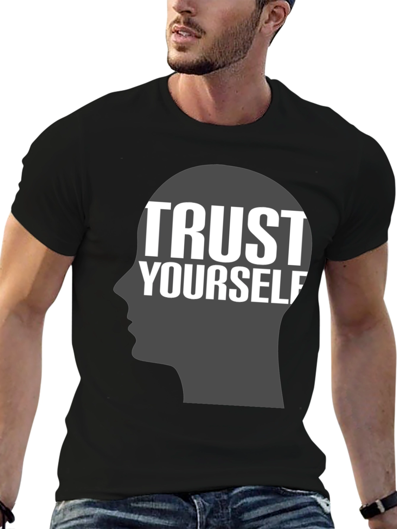 Black Trust Yourself Graphic T-Shirt - Motivational Tee view 6