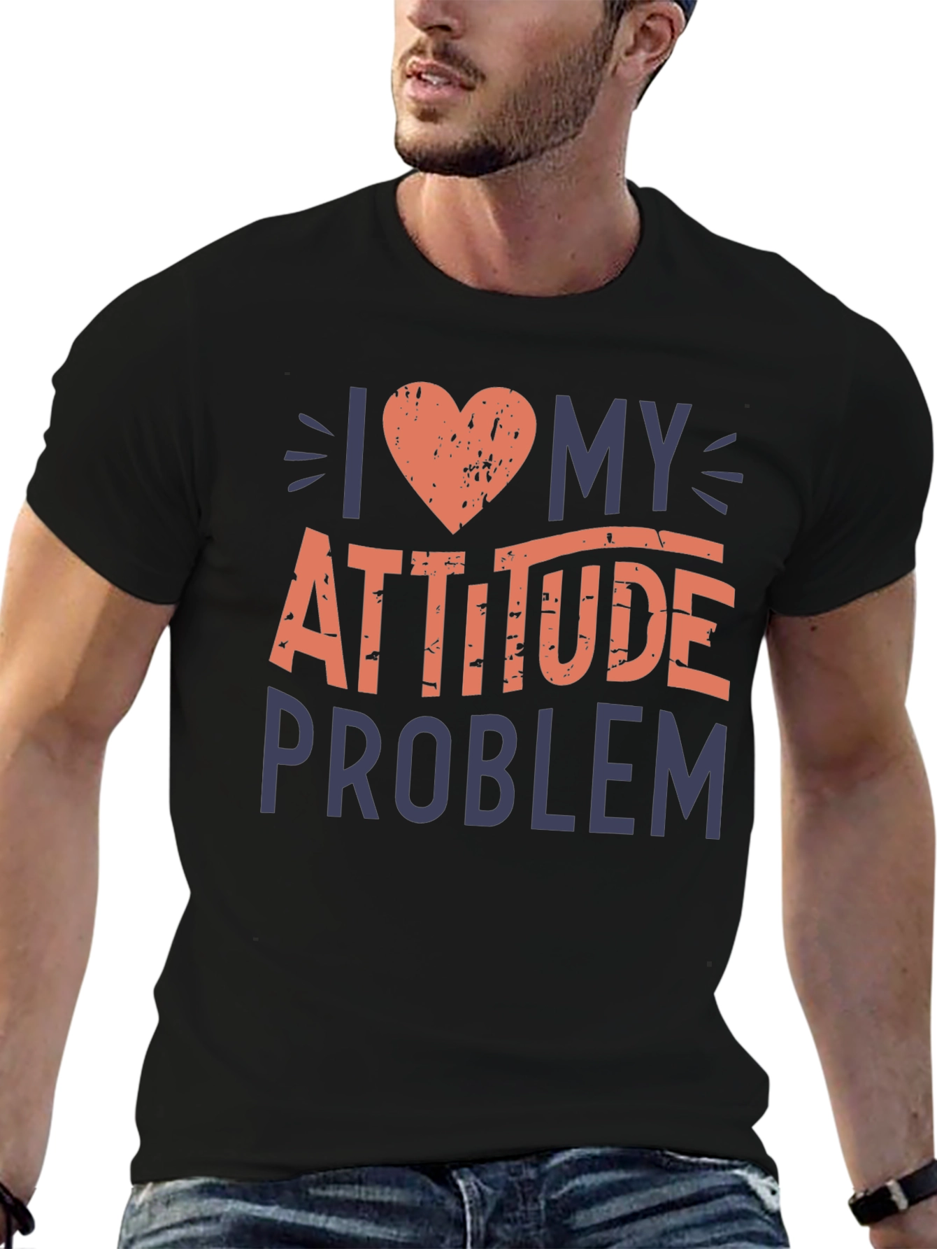 Black I Love My Attitude Problem Graphic T-Shirt view 6