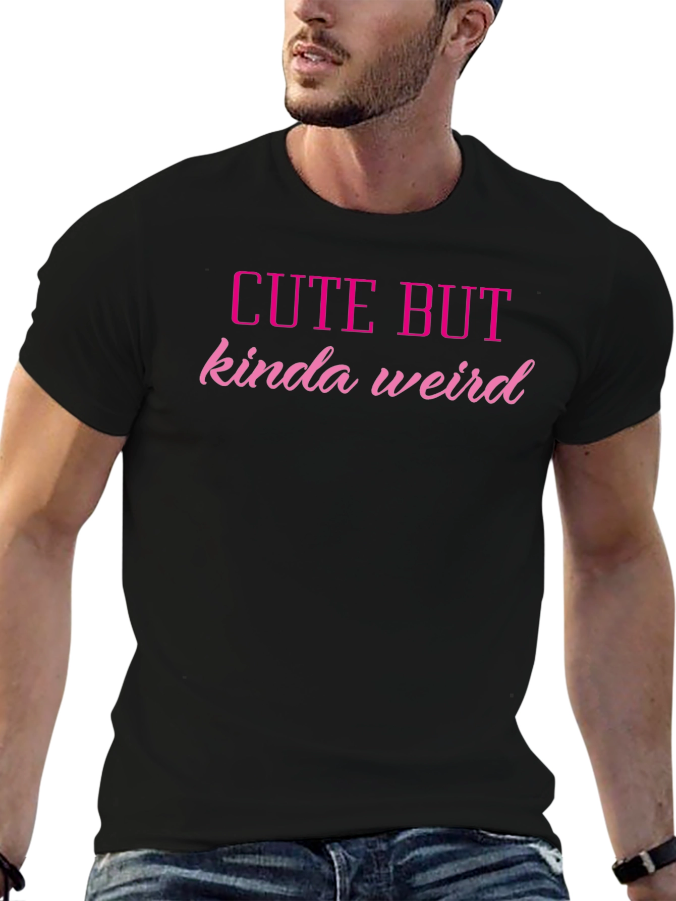 Black Cute But Kinda Weird Graphic Tee view 6