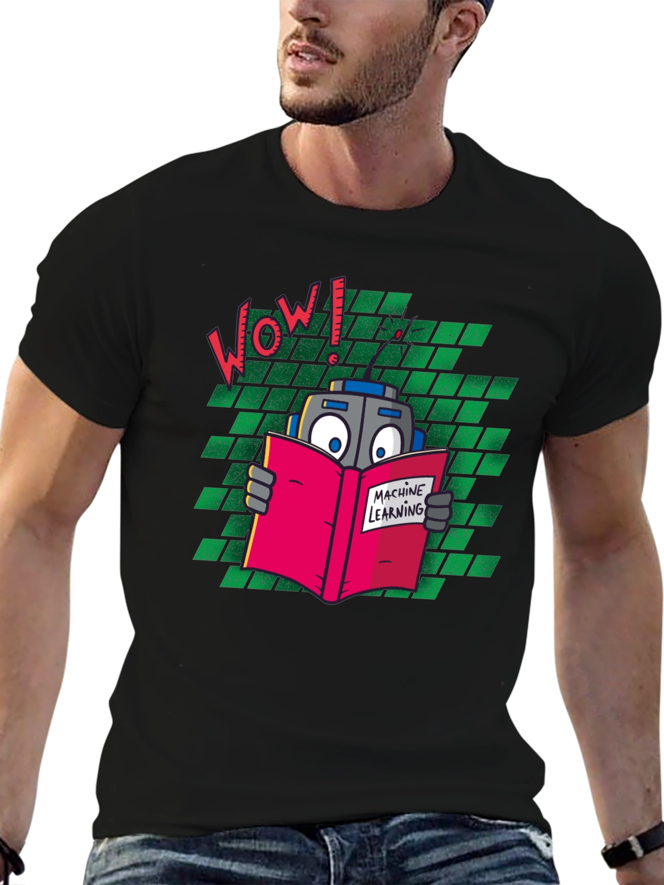 Black Machine Learning Robot T-Shirt view 6